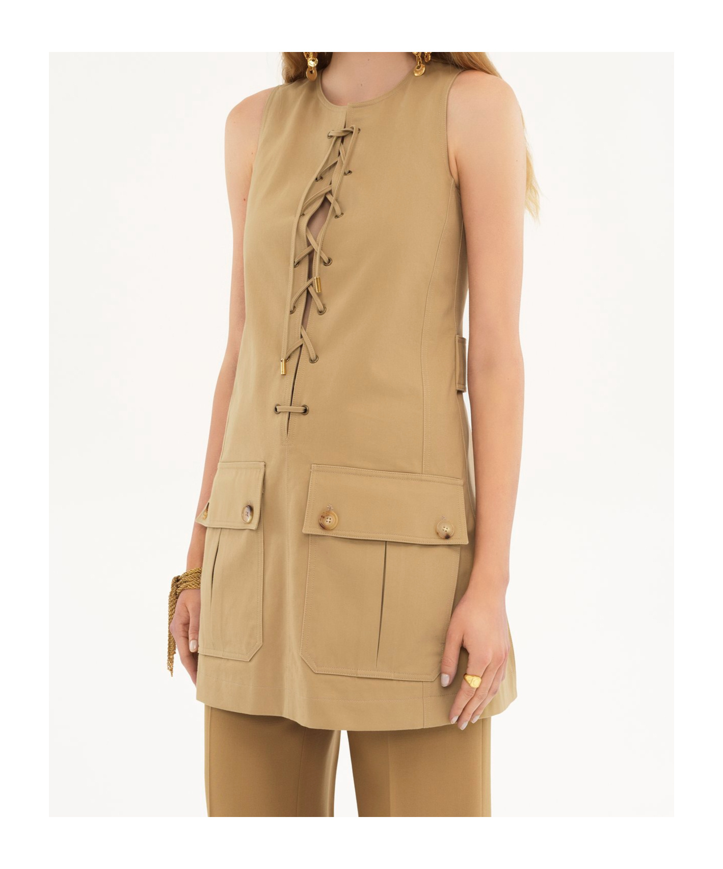 Chloé Strap Vest Dress In Nude