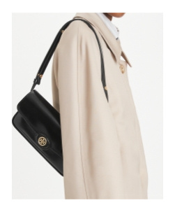 Tory Burch Robinson Spazzolato Cross Body Bag In Black