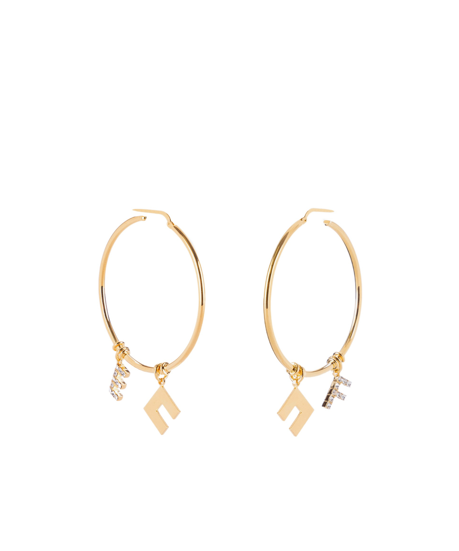 ELISABETTA FRANCHI CHARM-DETAIL HOOP EARRINGS