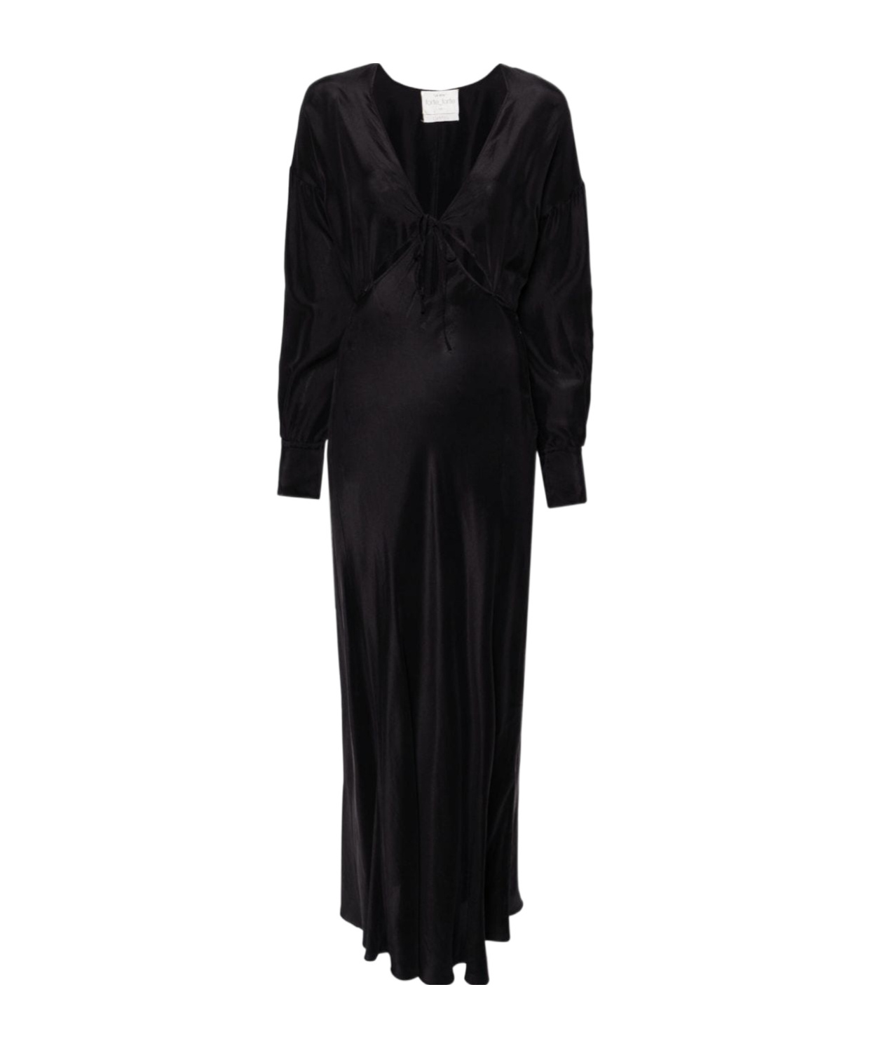 Forte Forte V-neck Silk Maxi Dress In Black