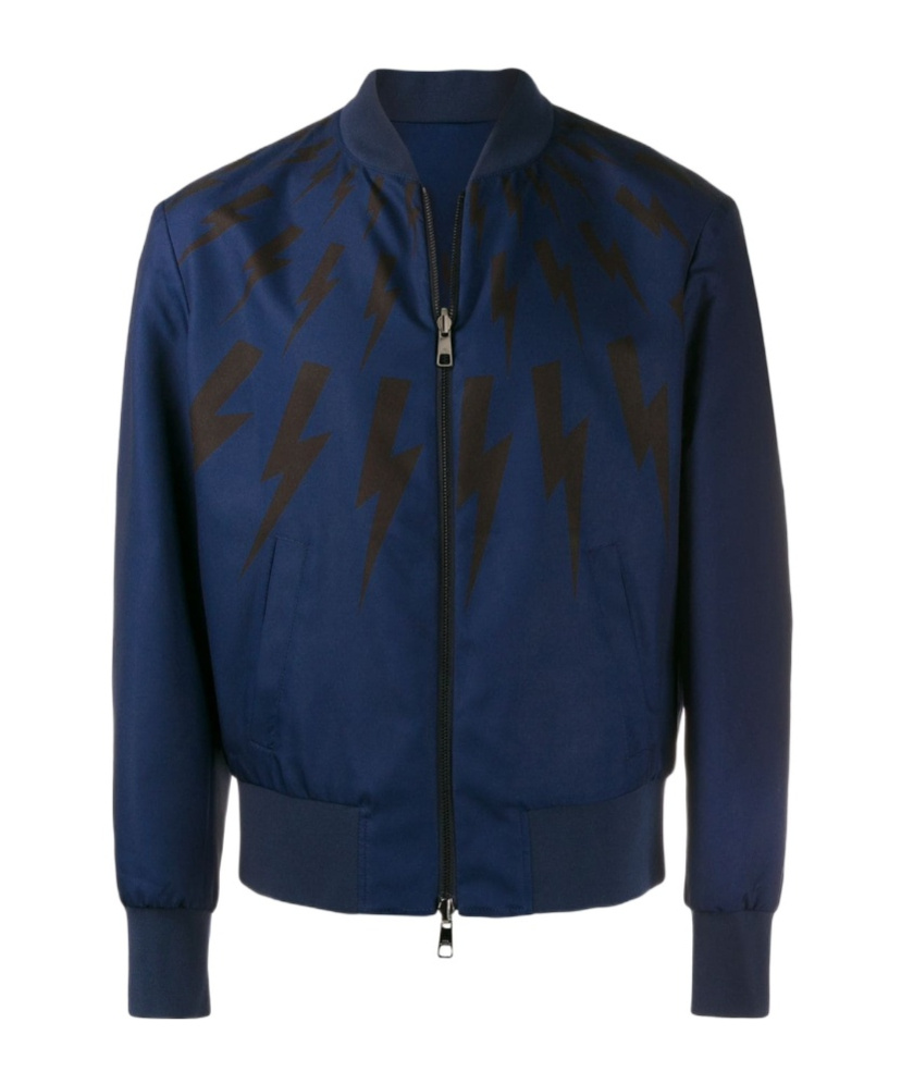 Neil Barrett Long-sleeved Zipper Casual Jacket In Blue