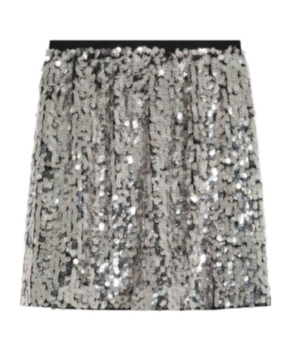 Pinko Sequin-embellished Mini Skirt In Gray