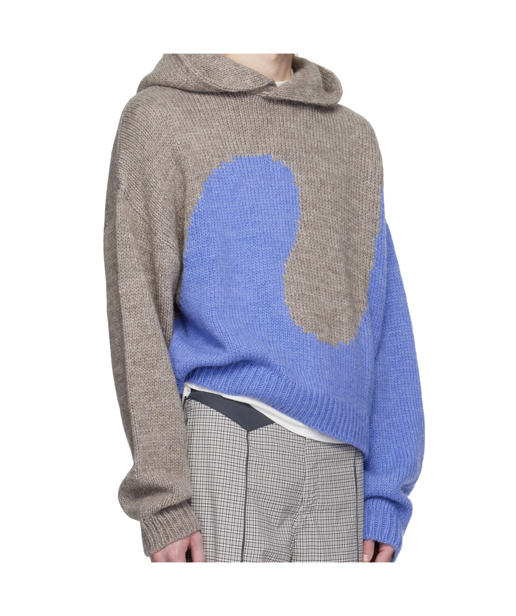 Shop Erl Hooded Sweater In Gray, Blue