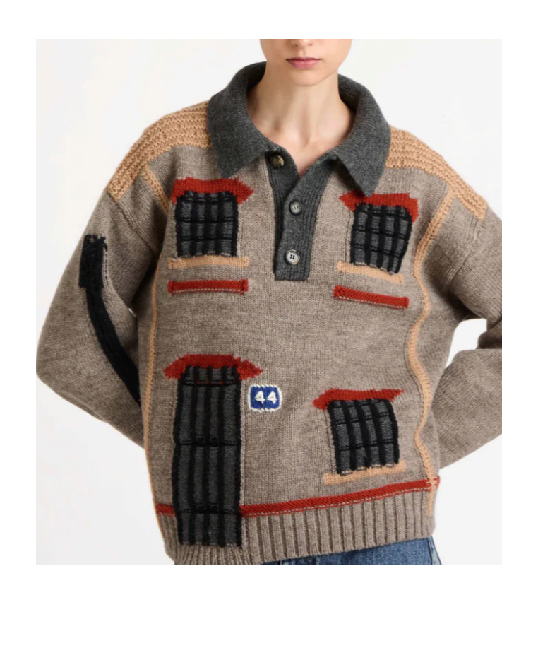 Jw Anderson Womens House Polo Jumper In Beige Melange In Multi