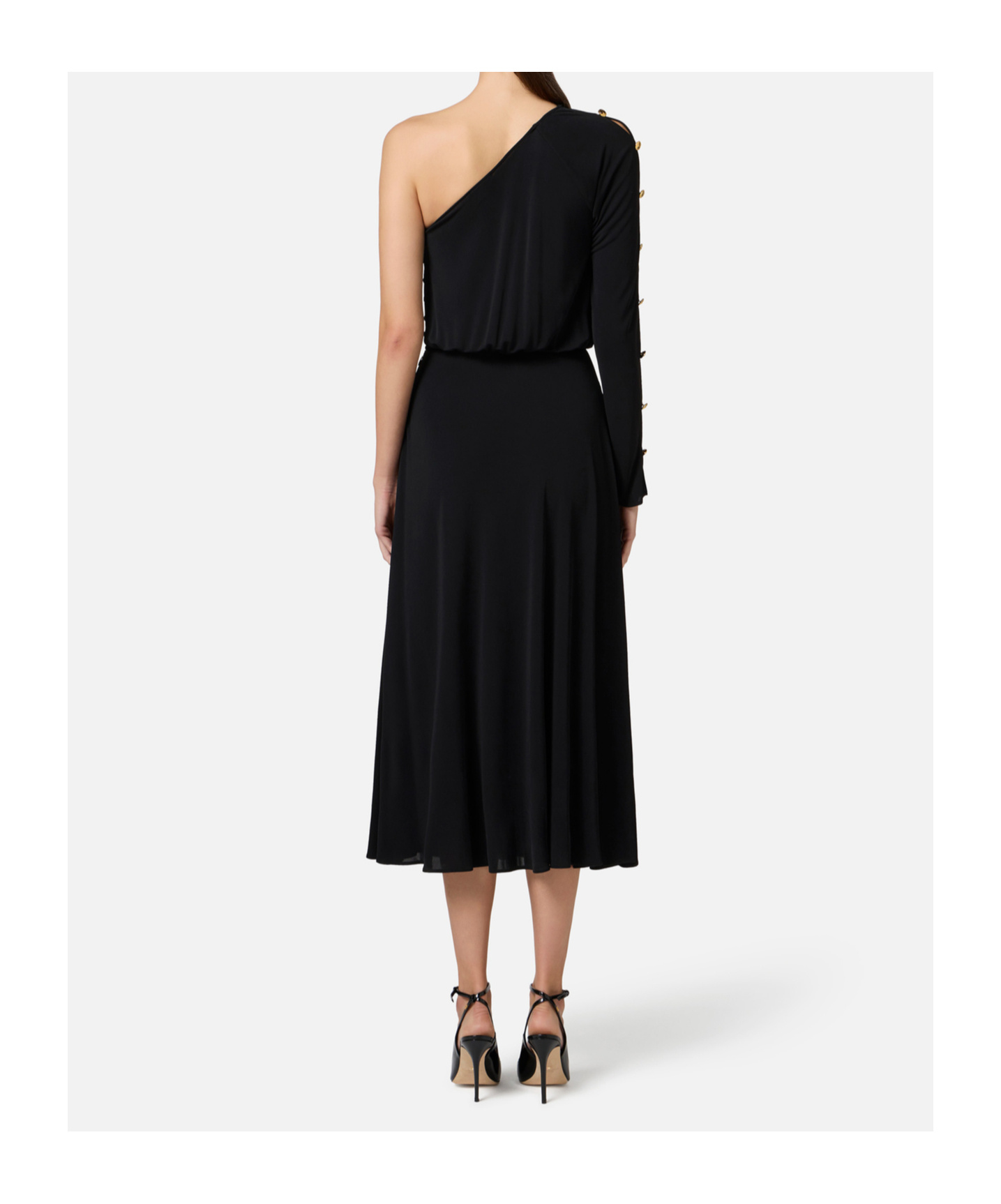 ELISABETTA FRANCHI ONE-SHOULDER MIDI DRESS