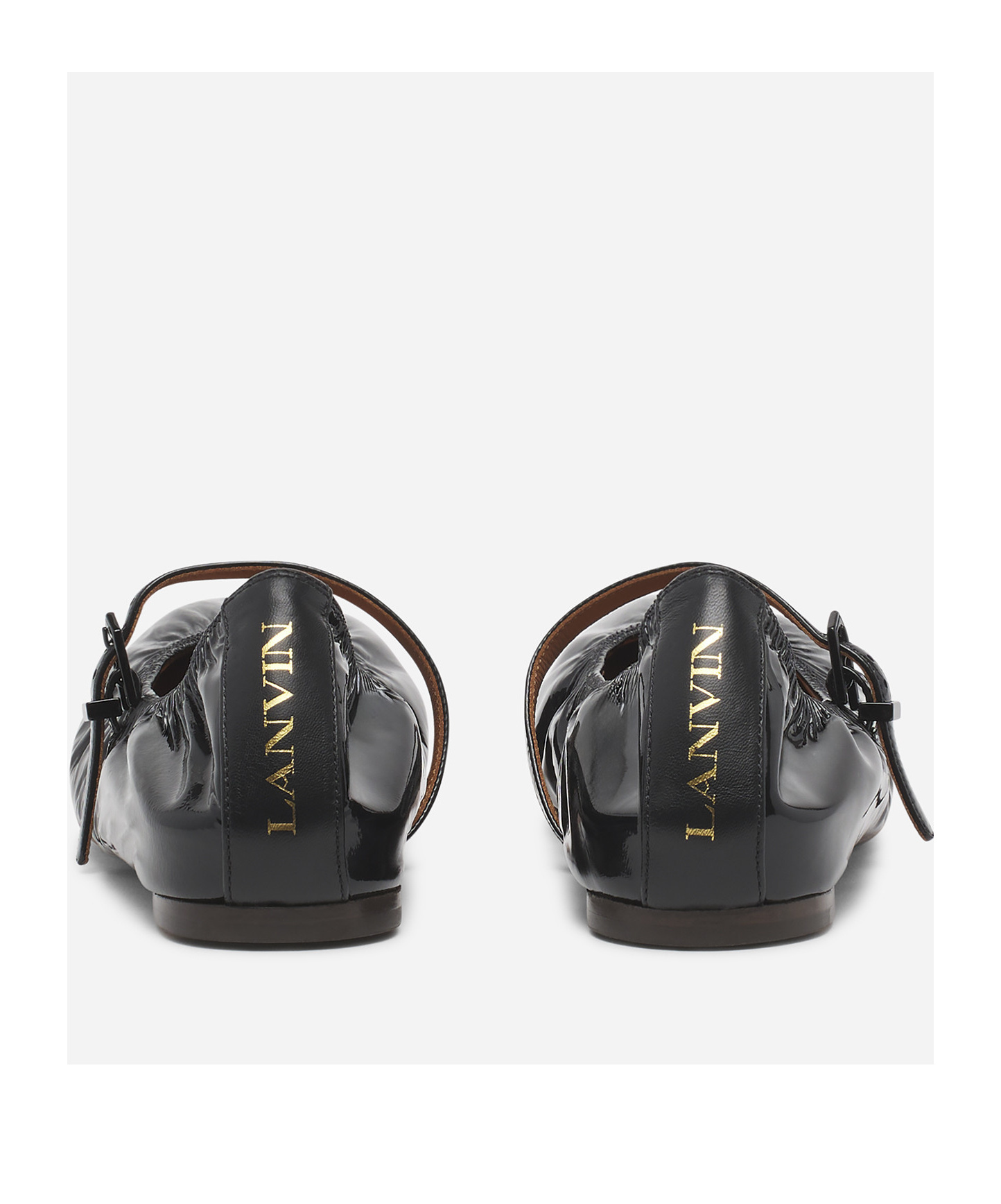 Lanvin Leather Mary Jane Ballerina Shoes In Black