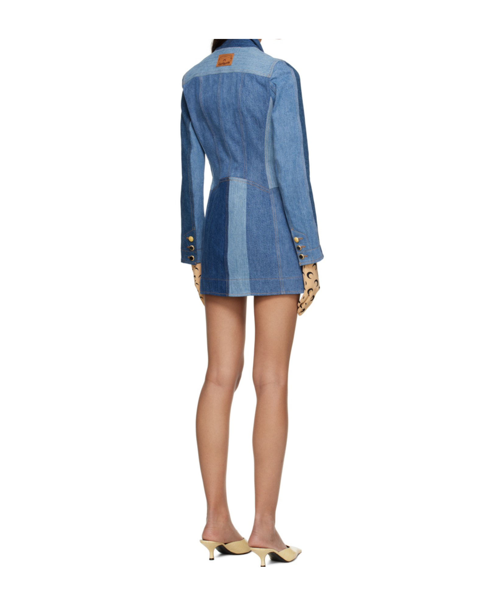 Marine Serre Flat Lapel Collar Dress In Blue