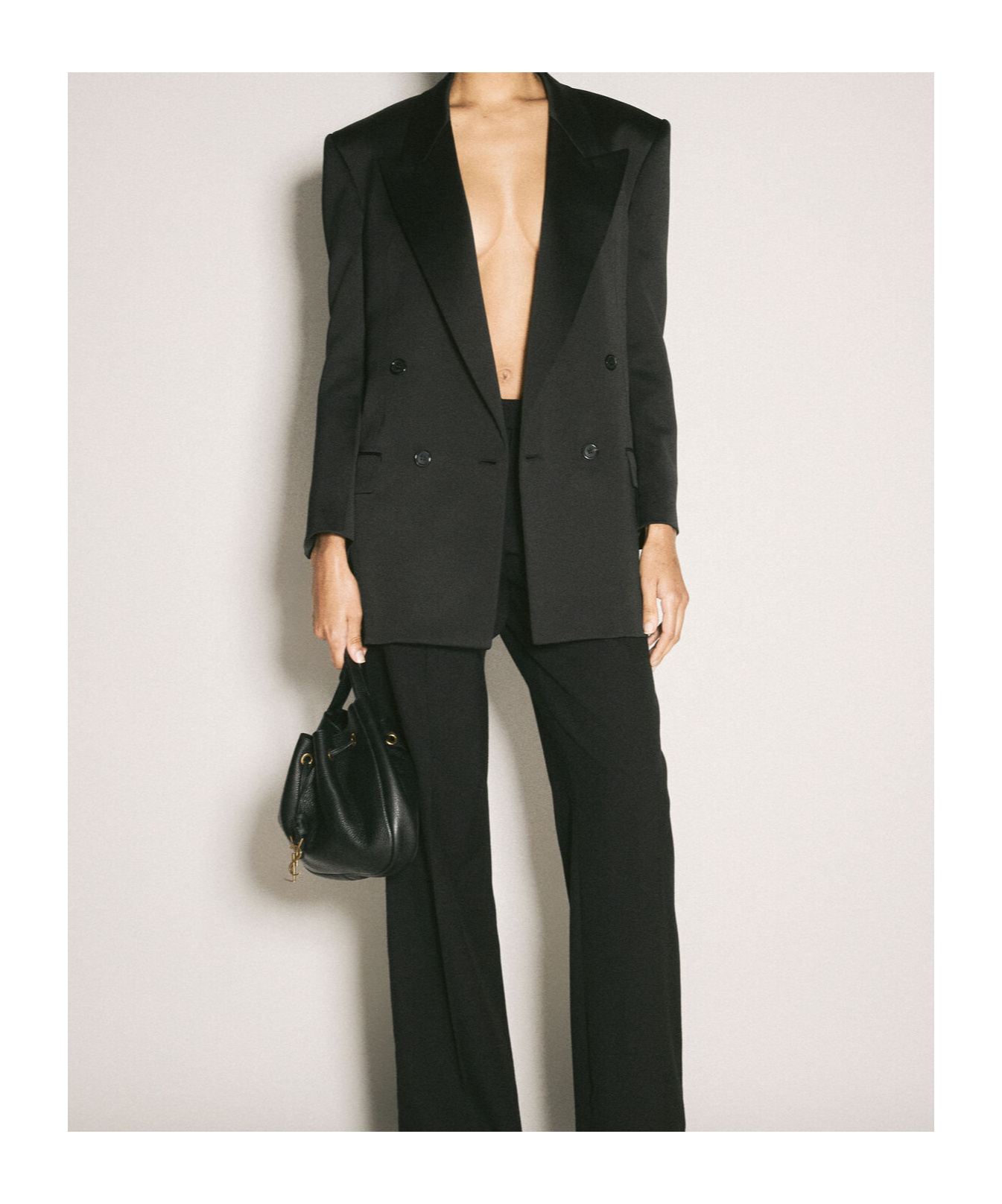 Saint Laurent Long-sleeved Suit Coat In Black