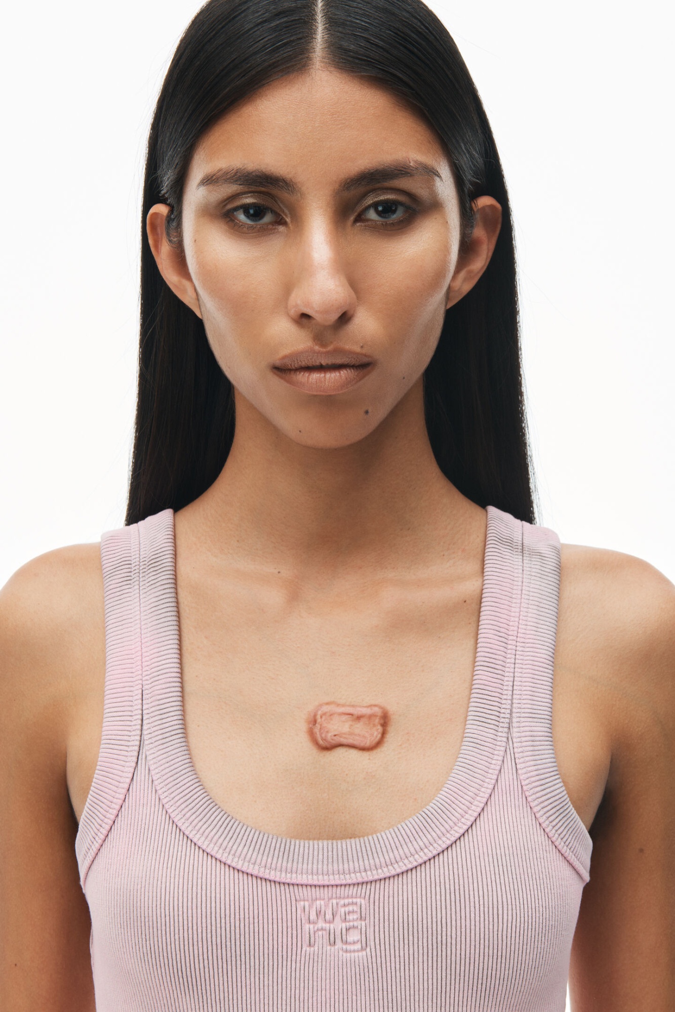 Alexander Wang Logo-embossed Ribbed Tank Dress In Pink