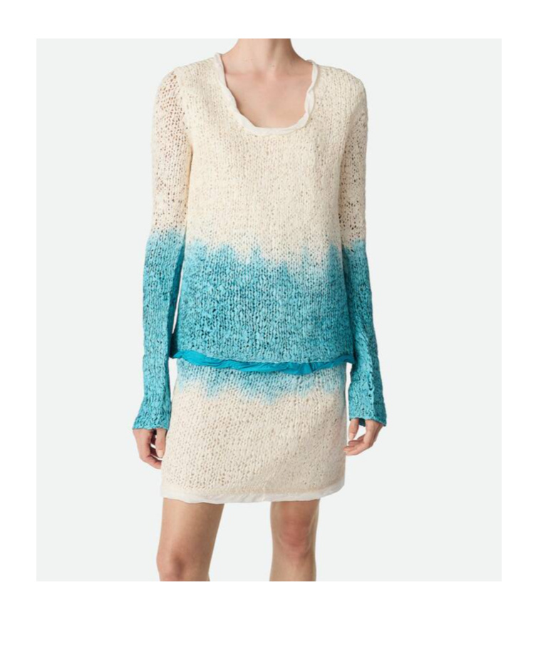 Bottega Veneta Wool And Silk Overdyed Jumper In Blue