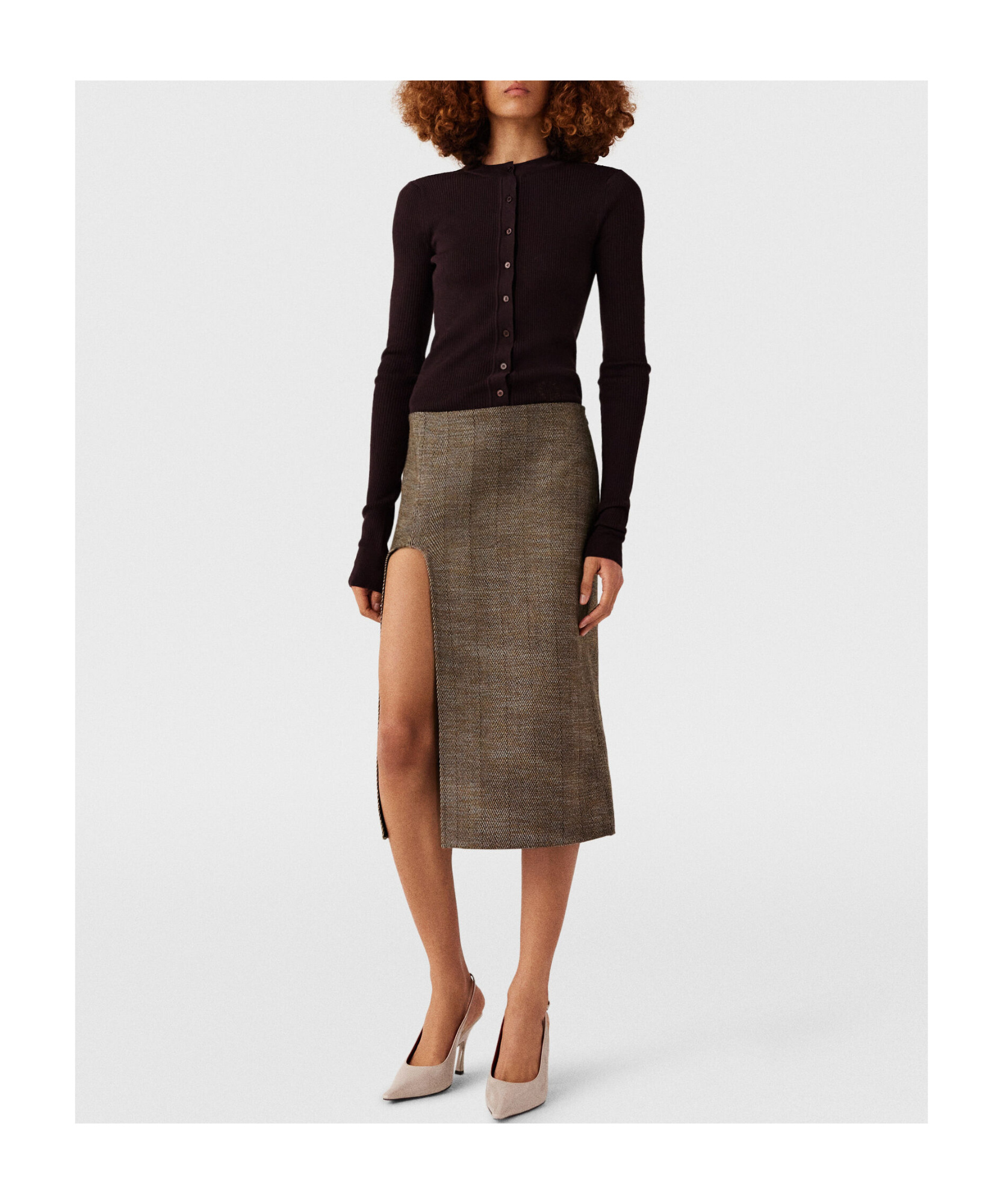 Stella Mccartney Tweed Skirt With Side Slits In Multicolor