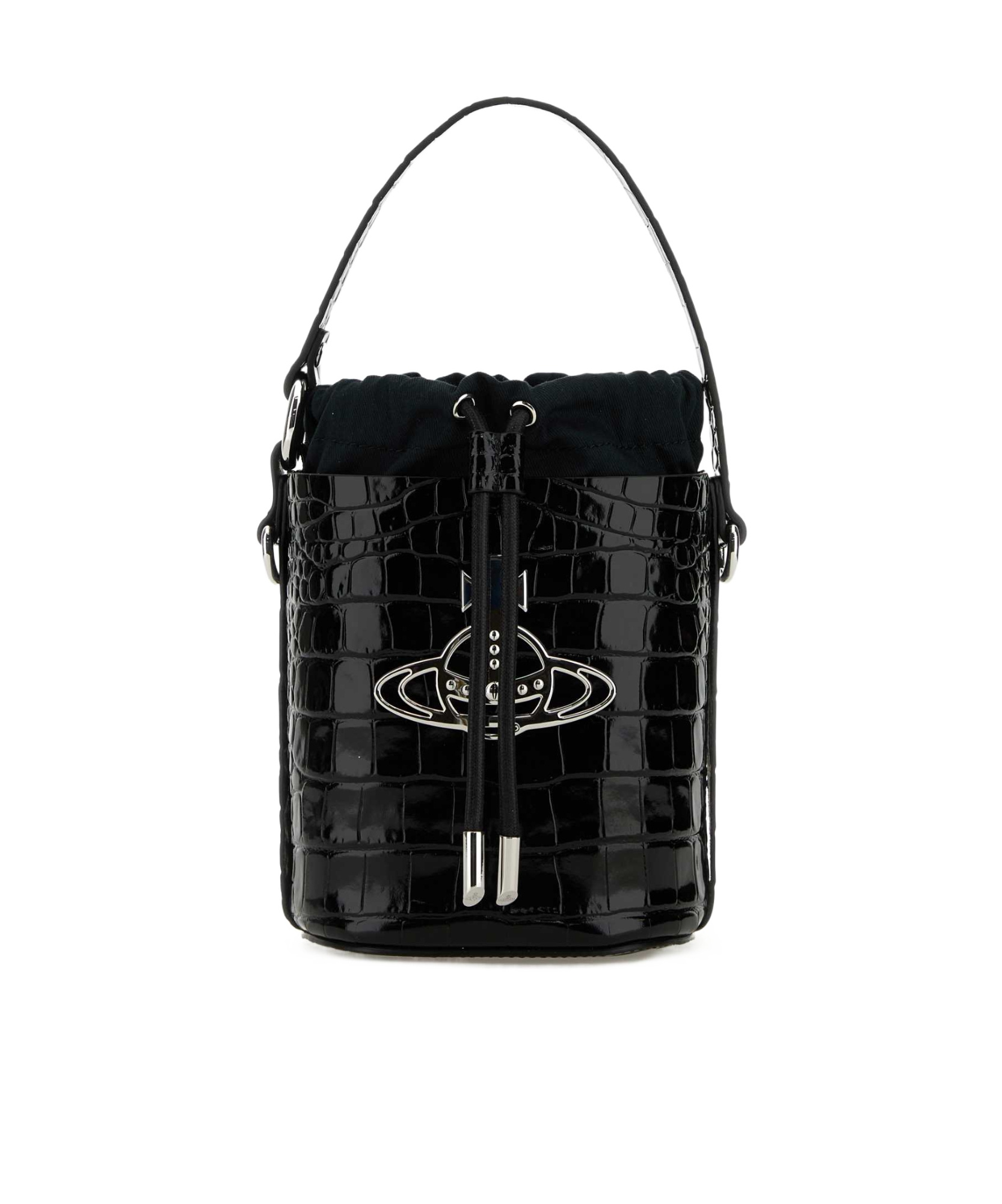 Vivienne Westwood Daisy Crocodile Bucket Bag Handle In Black