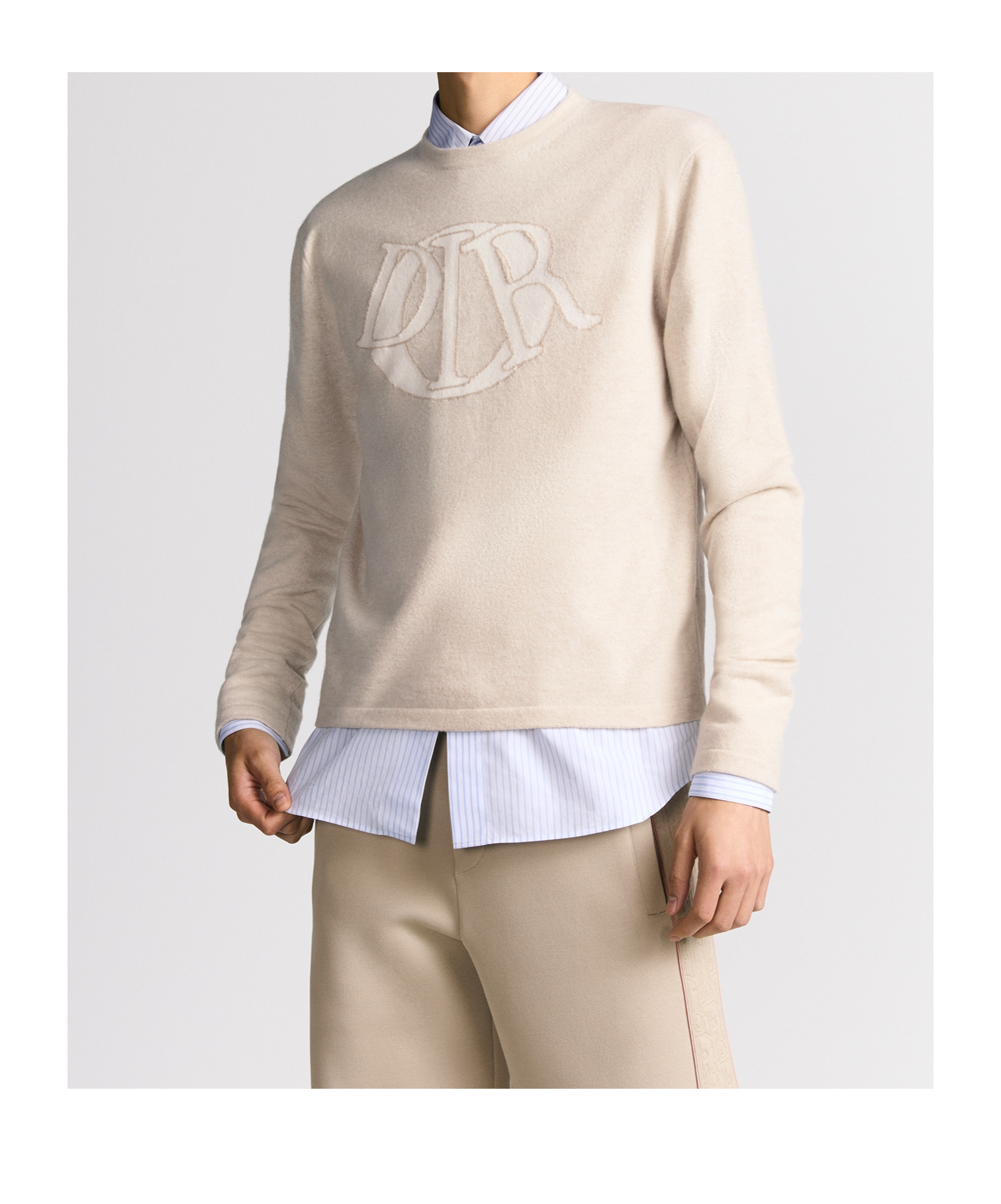 Dior Long-sleeved Wool Sweater In Nude