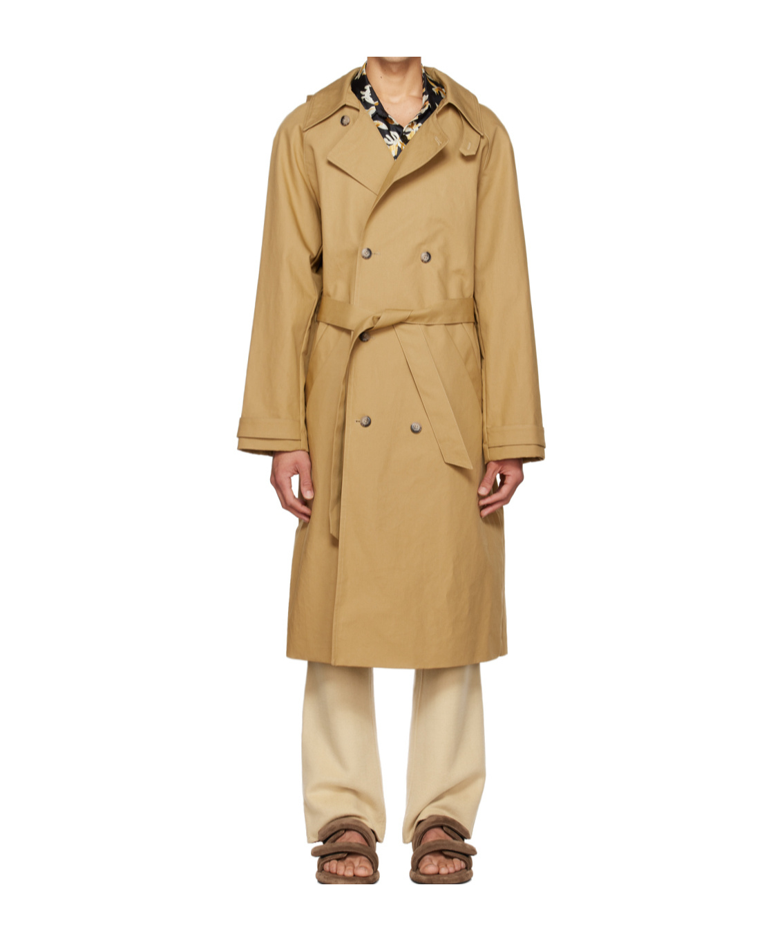 Nanushka Hooded Trench Coat In Nude