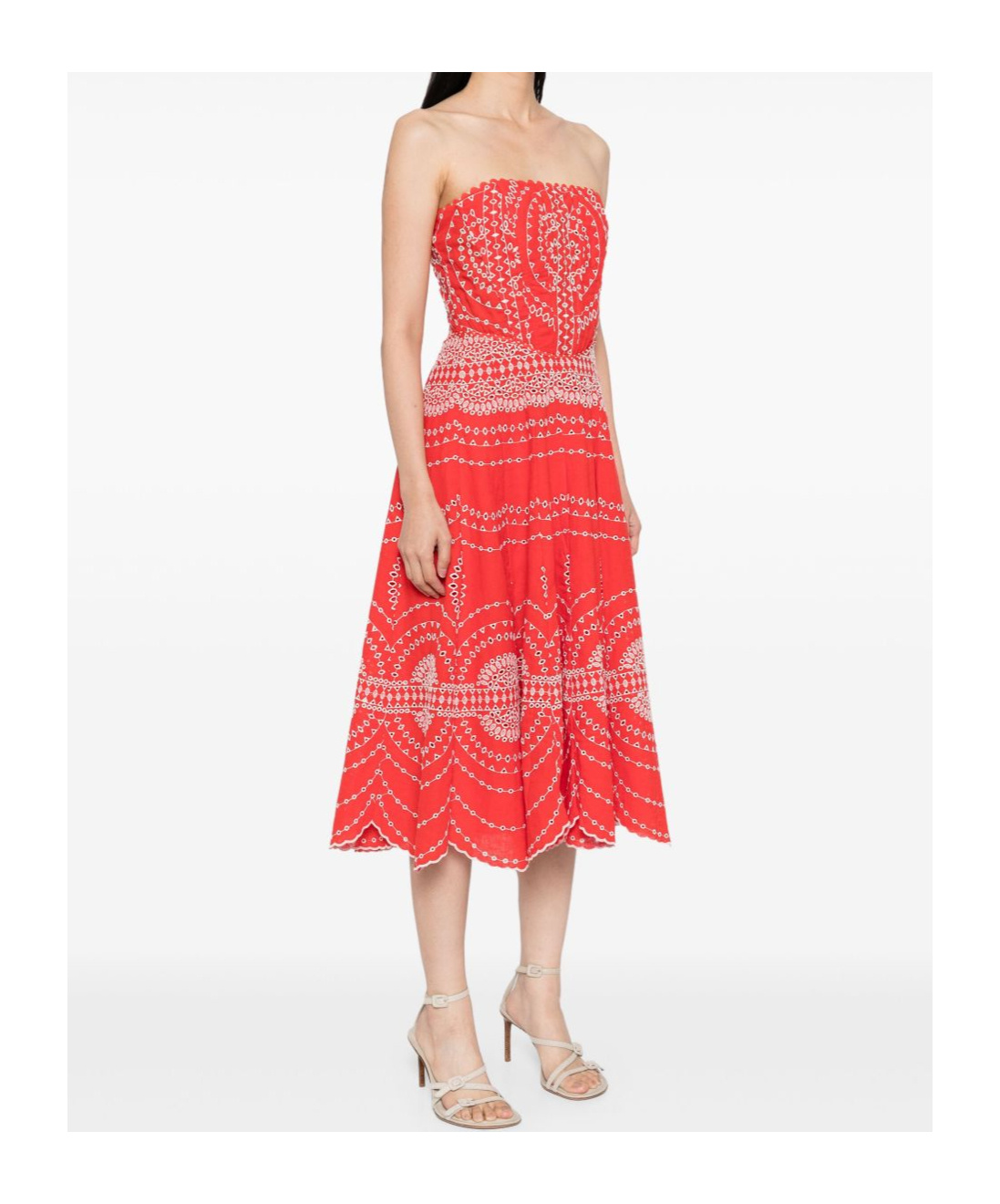 Charo Ruiz Iris Embroidered Cotton Midi Dress