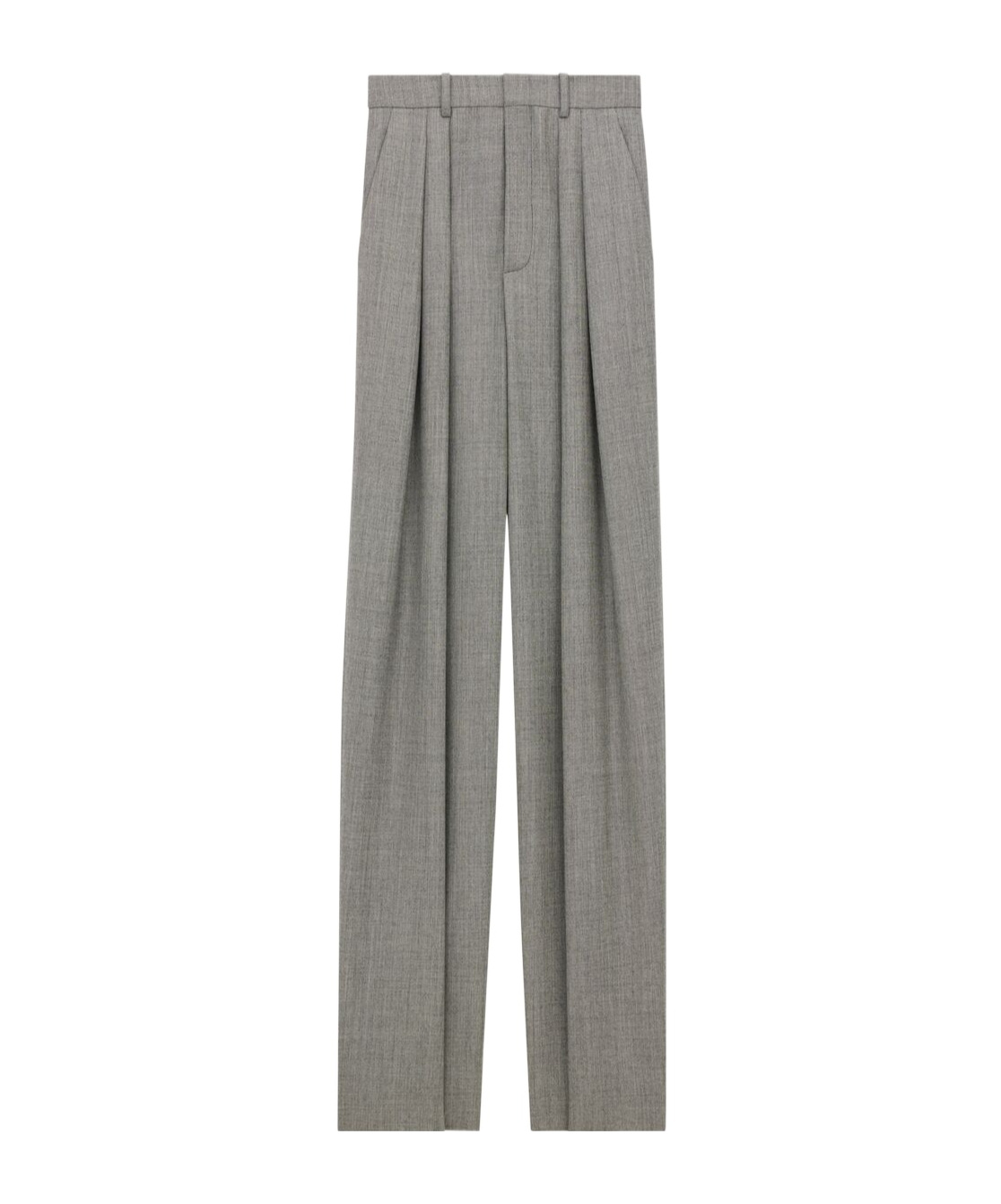 Saint Laurent Wide-leg Pants In Wool Twill In Gray