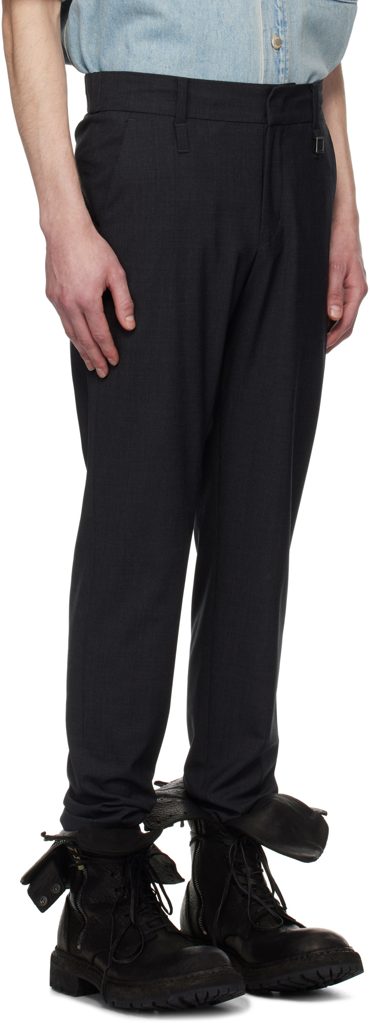 Wooyoungmi Gray Drawstring Trousers In Black