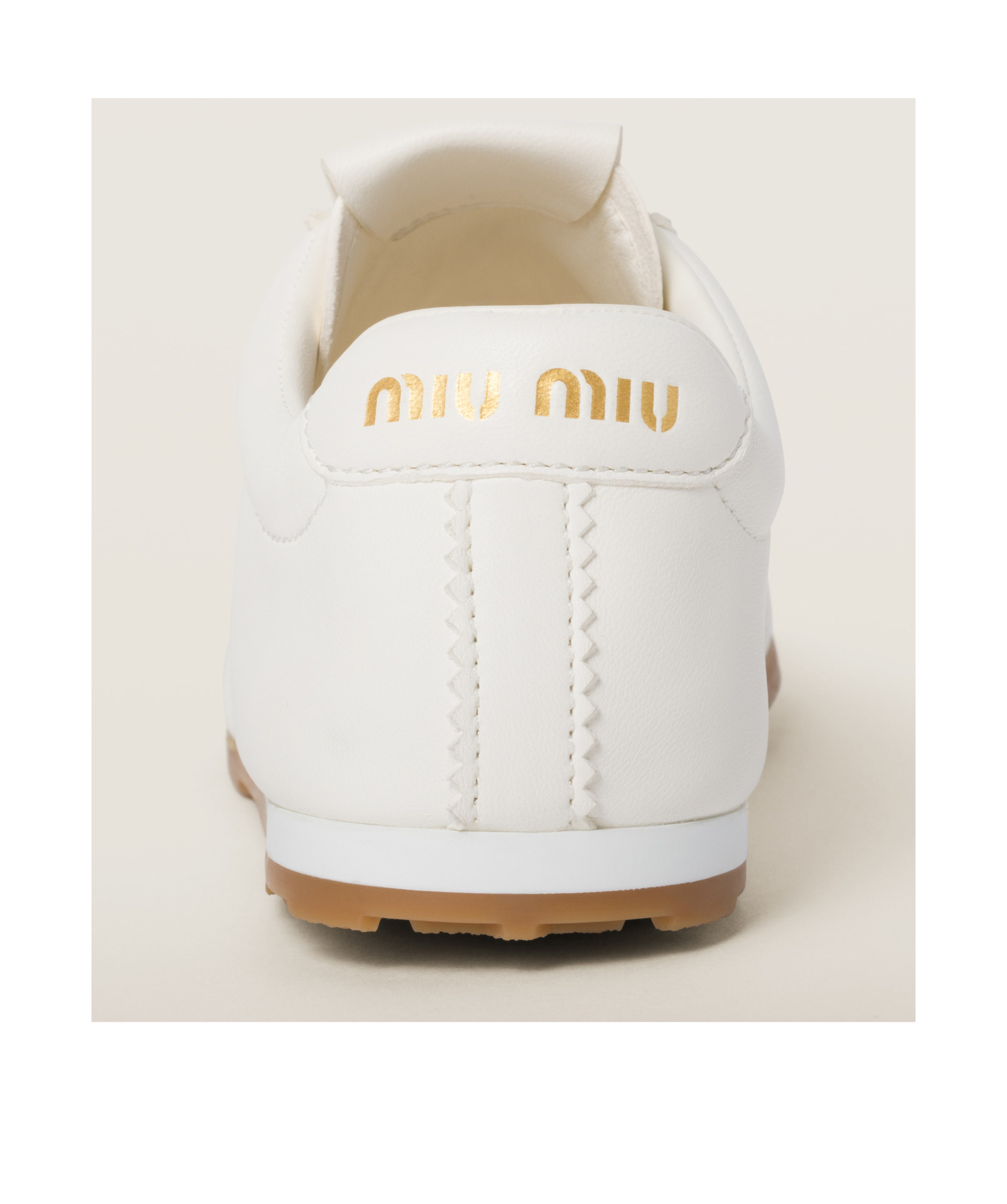 Miu Miu Leather Plume Low-top Sneakers Rubber Sole In White