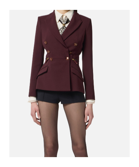 Elisabetta Franchi Zipper Jacket In Burgundy