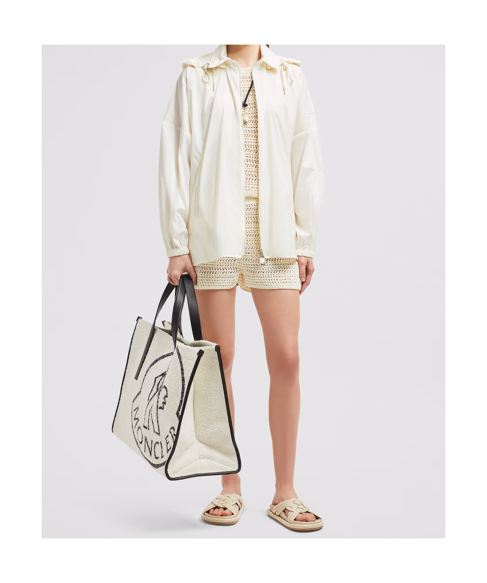 Moncler Water-repellent Shirt With Removable Hood In White