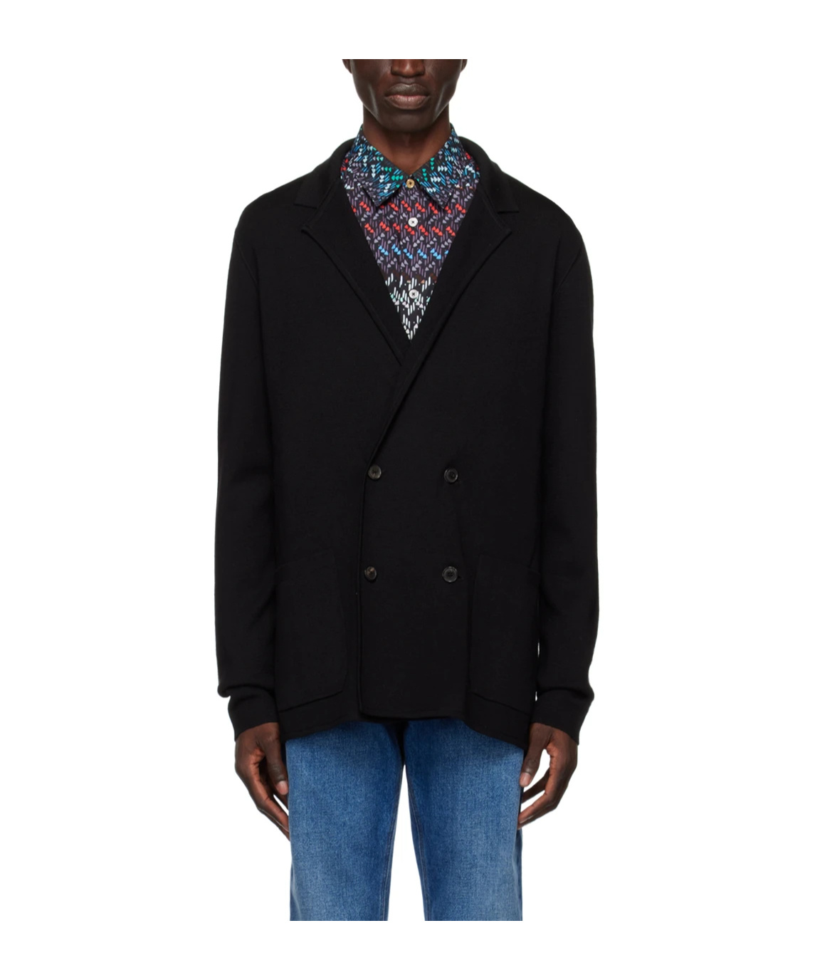 Shop Paul Smith Knitted Double-breasted Blazer In Black