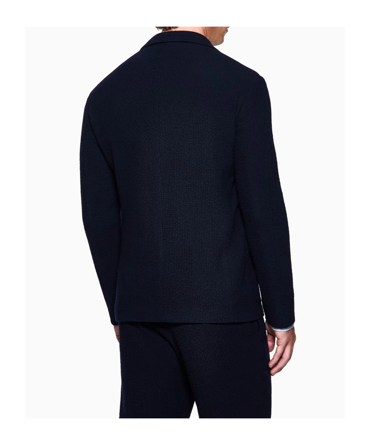 Giorgio Armani Single-breasted Jacket In Stretch Wool Seersucker In Blue