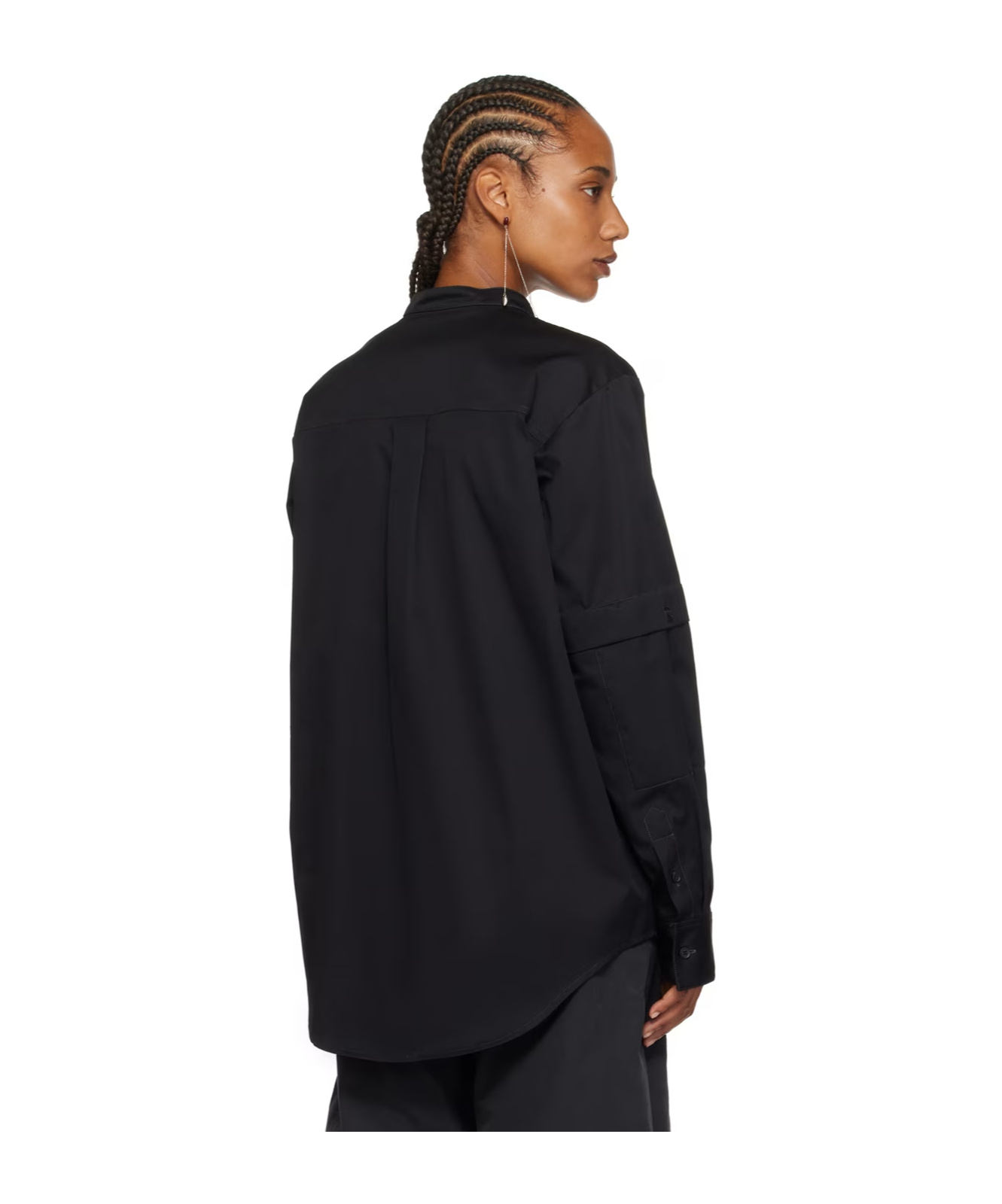 Lemaire Long-sleeved Shirt With Vertical Collar In Black