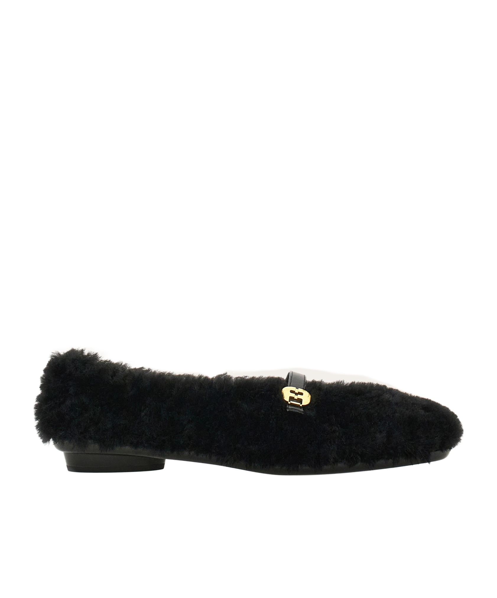 Ferragamo "noella Fur" Shearling Ballet Flats In Black