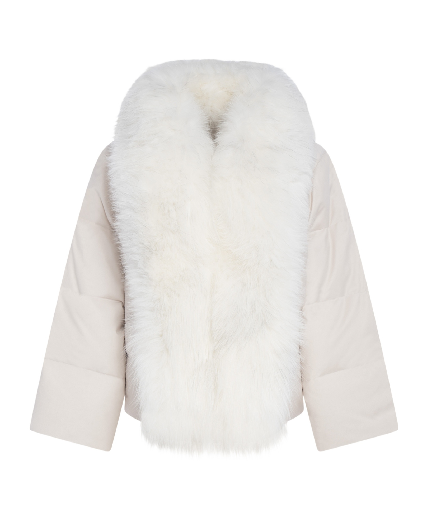 Yves Salomon Fur-collar Coat In White