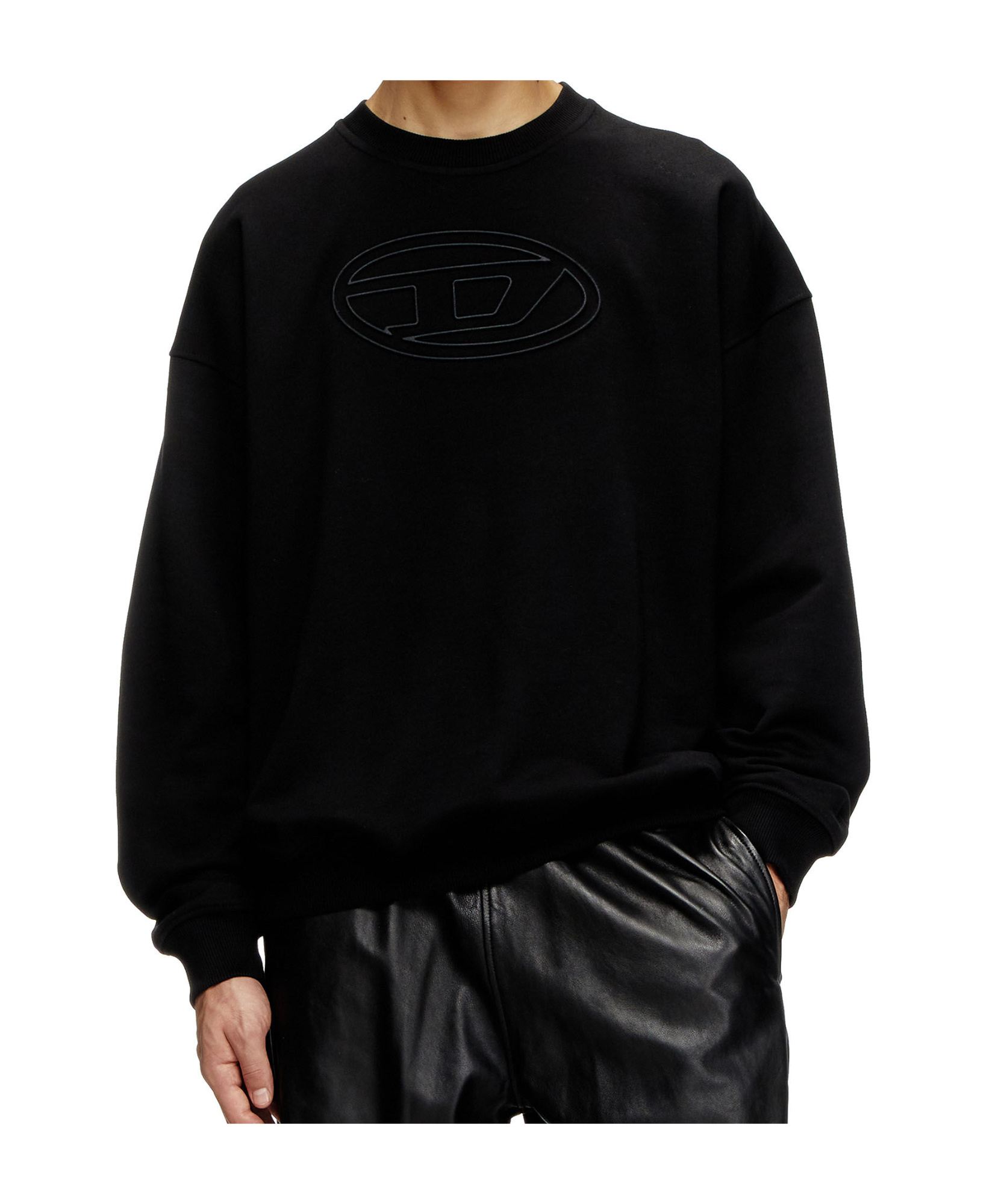 Diesel Sweatshirt With Embossed Oval D In Black