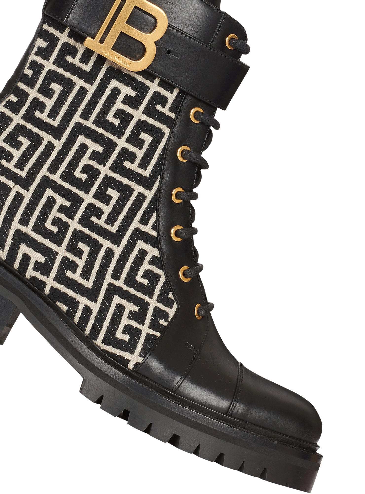 Balmain Bicolor Jacquard Ranger Romy Ankle Boots In Black
