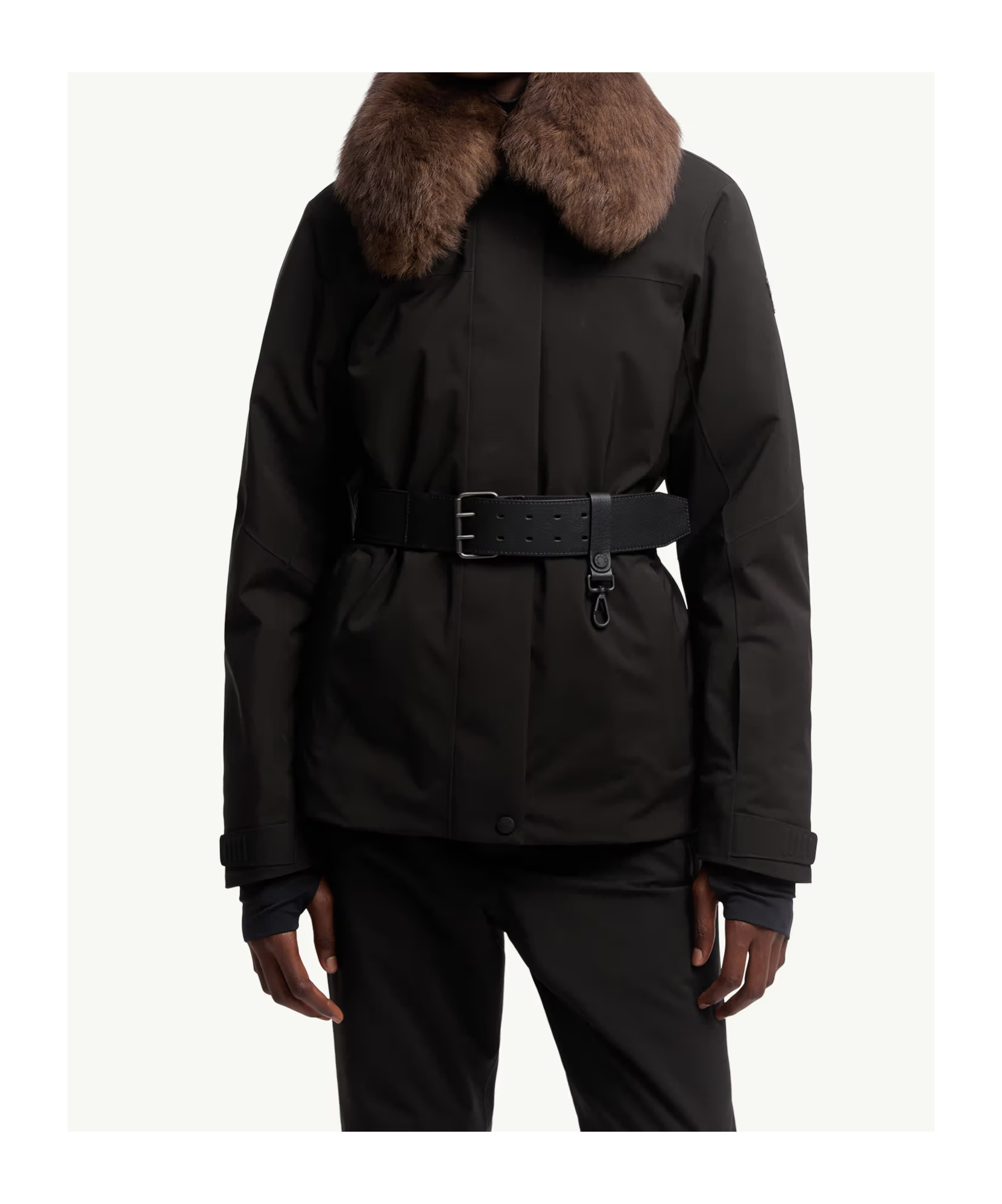 Moncler Vizelles Shearling-trimmed Ski Jacket In Black
