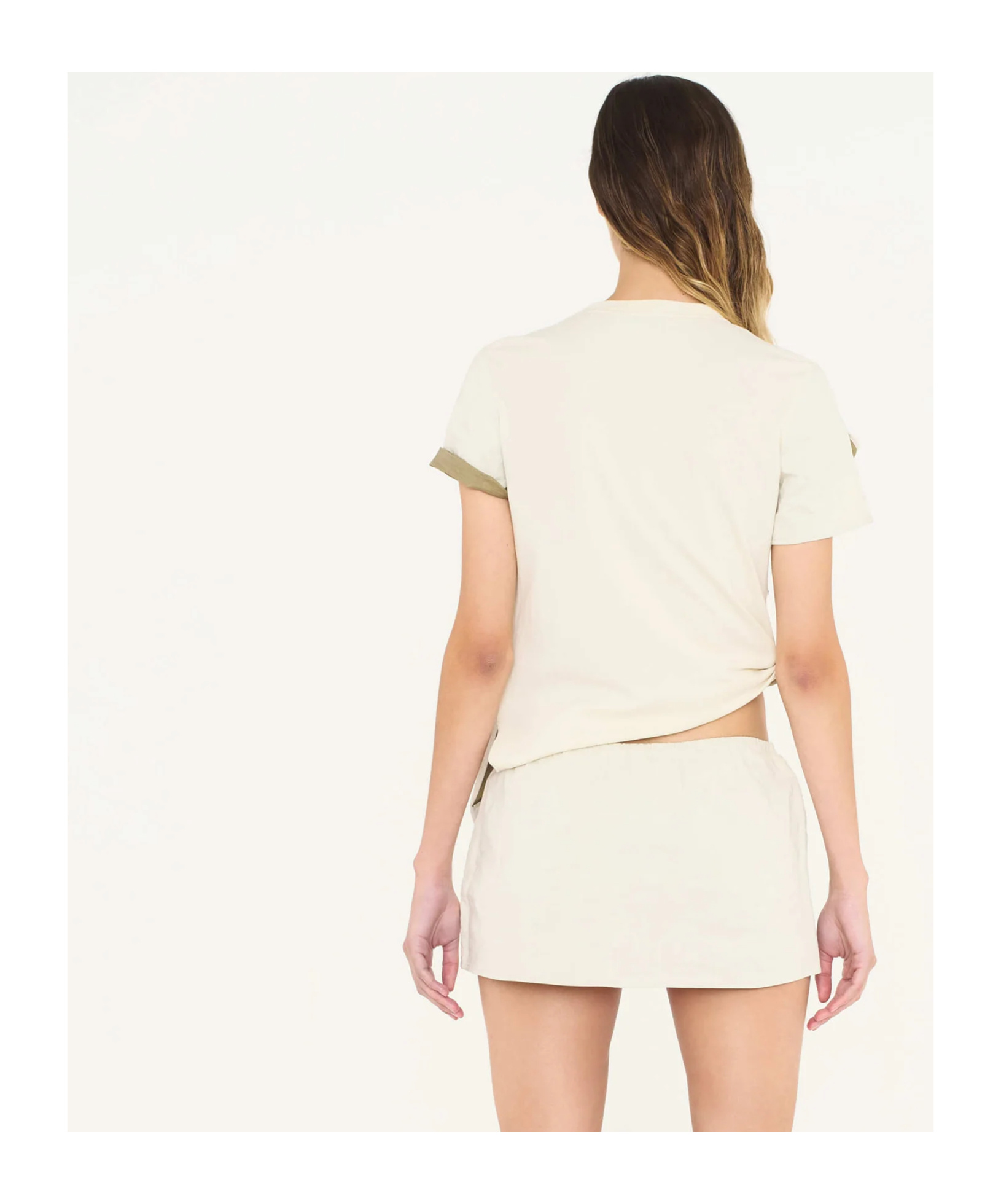 Christopher Esber Embla Beaded Crushed Tee In Putty Multi In Neutral