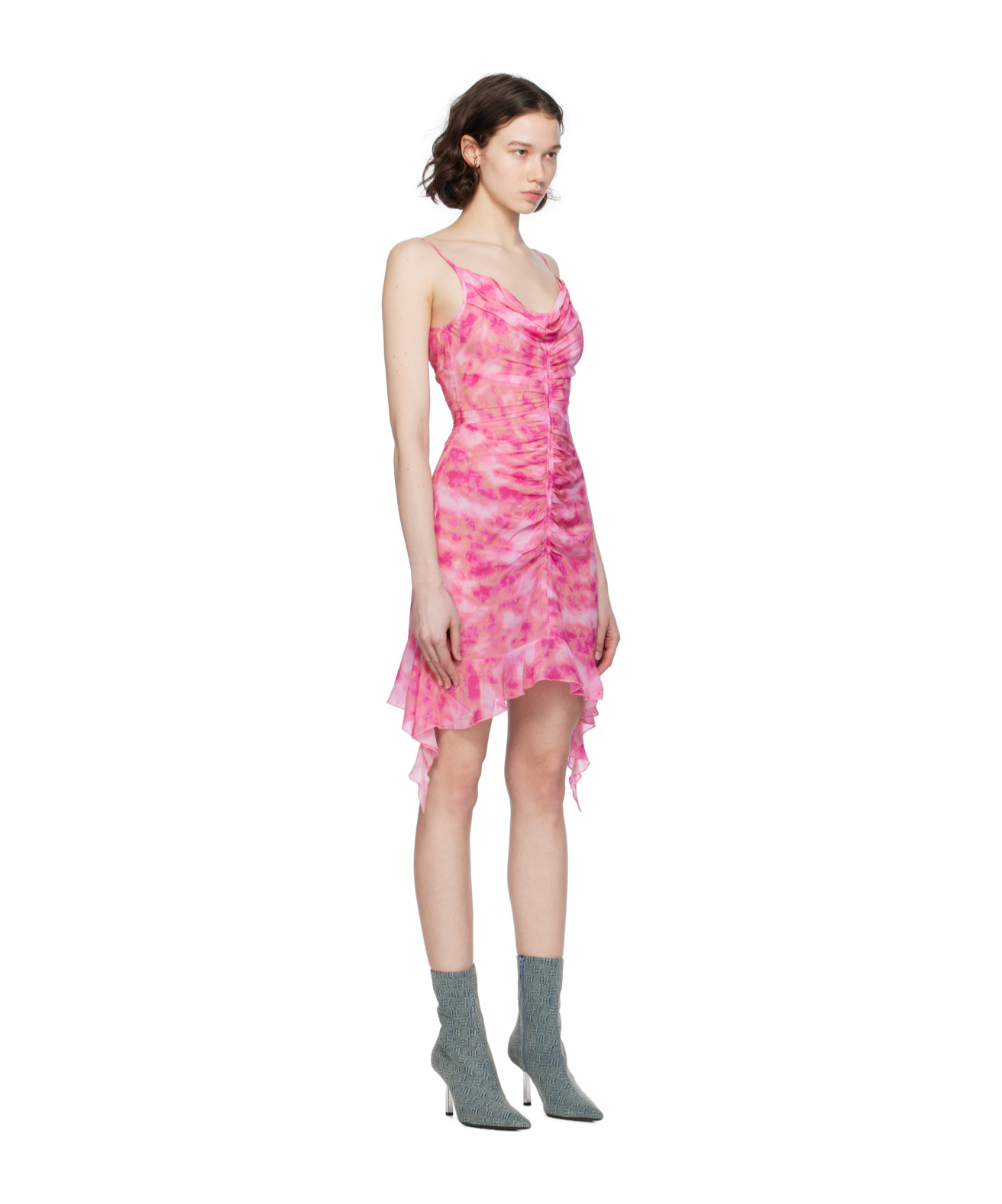Misbhv Tie-dye Chiffon Minidress In Pink