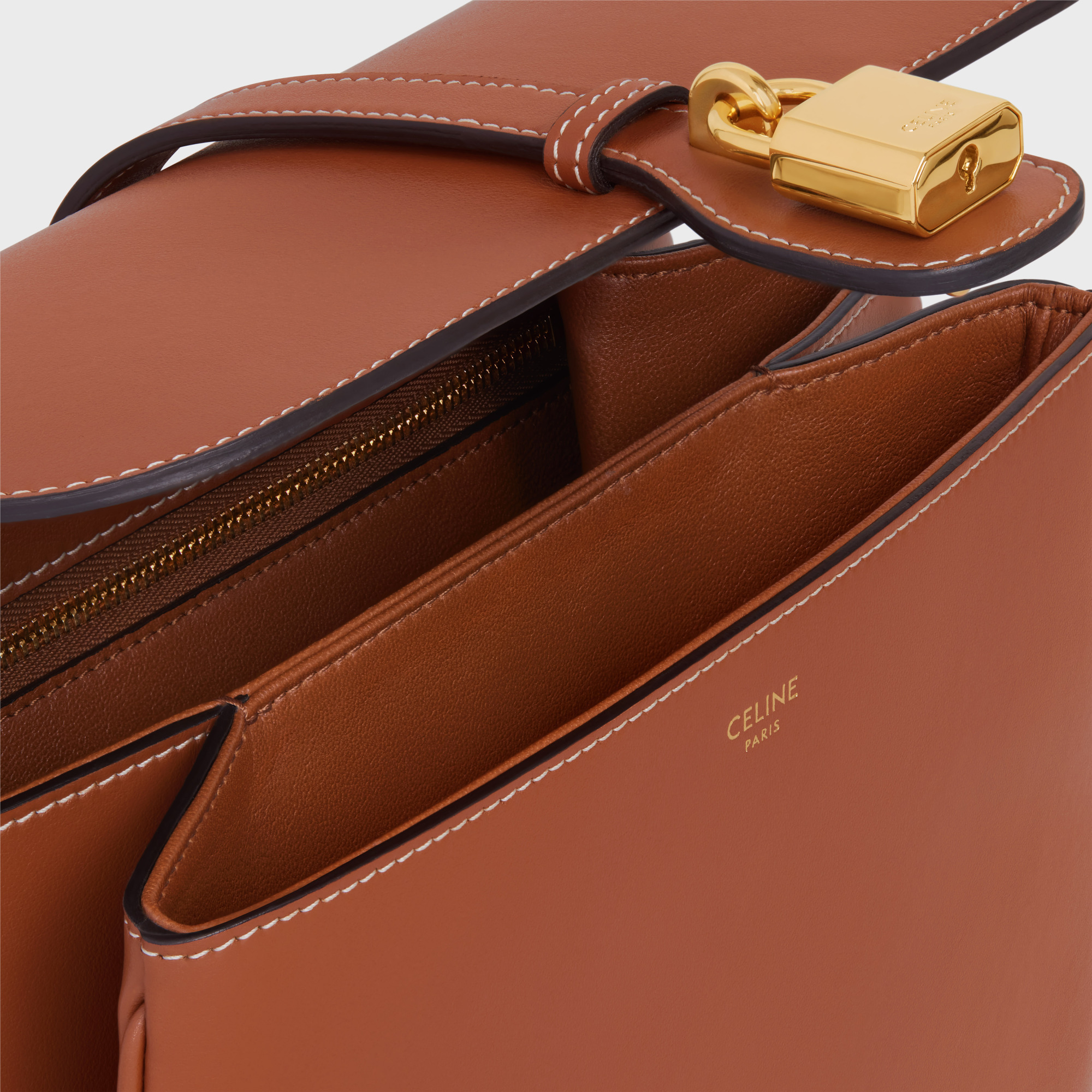 Shop Celine Medium Tabou In Smooth Calfskin In Brown