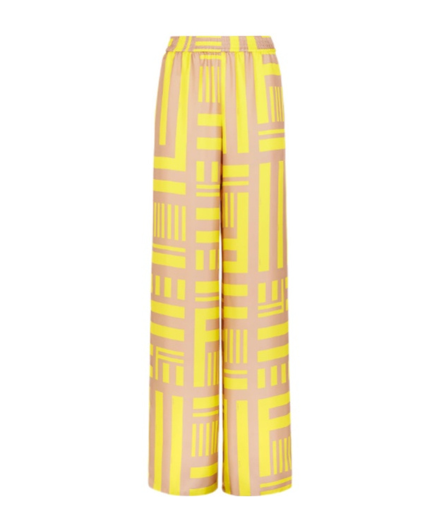 Shop Fendi All-over  Labyrinth Printed Trousers In Yellow