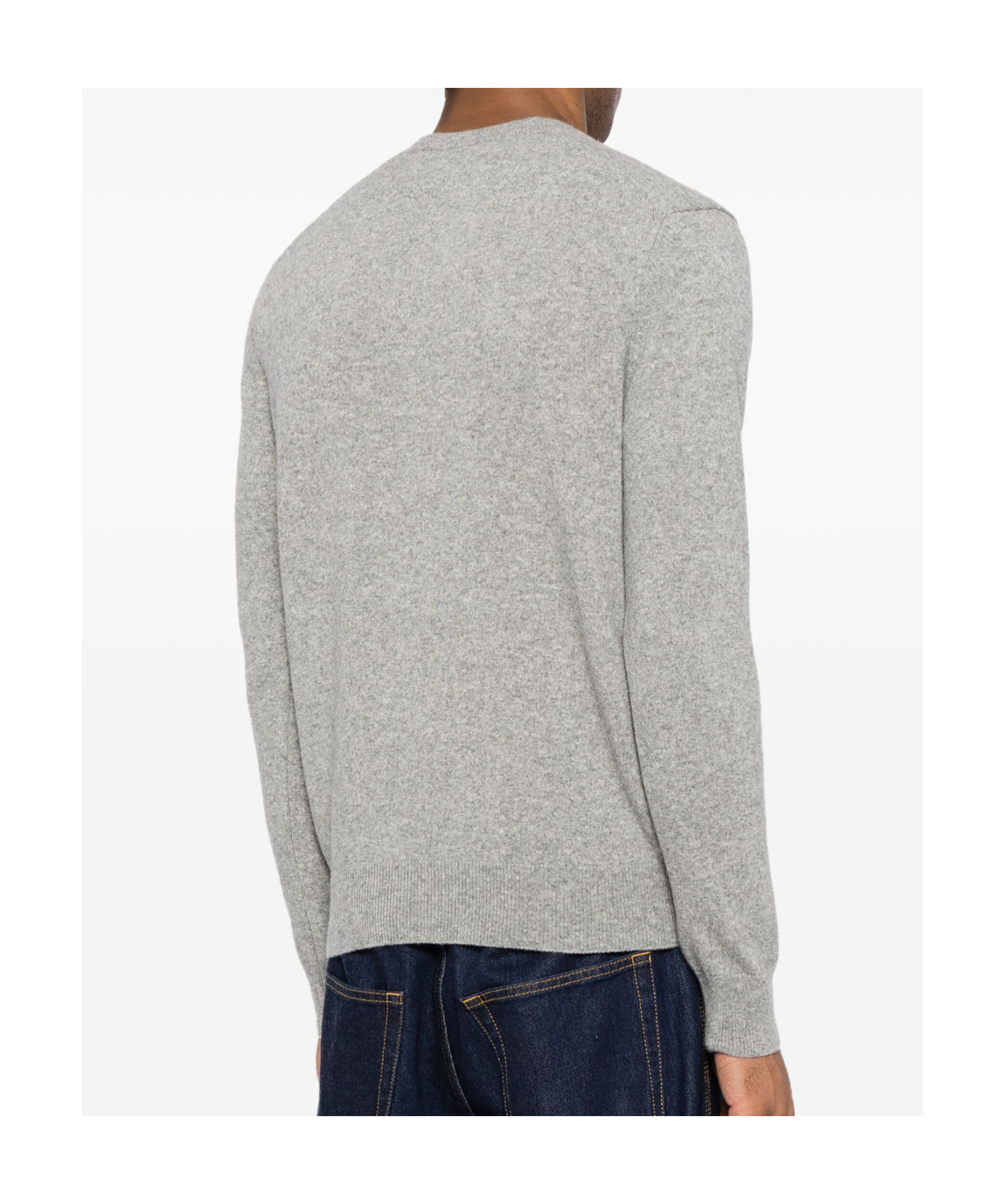 Shop Comme Des Garçons Long-sleeved Knitted Cardigan In Gray