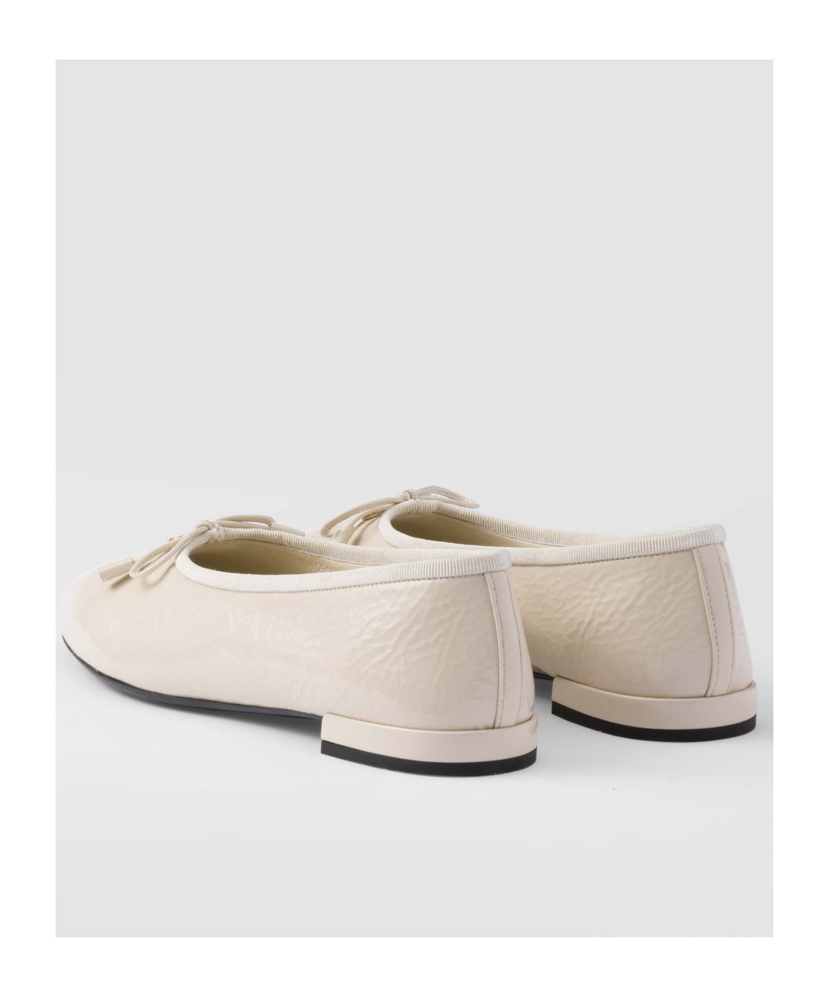 Prada Patent-leather Ballerina Flats In Nude