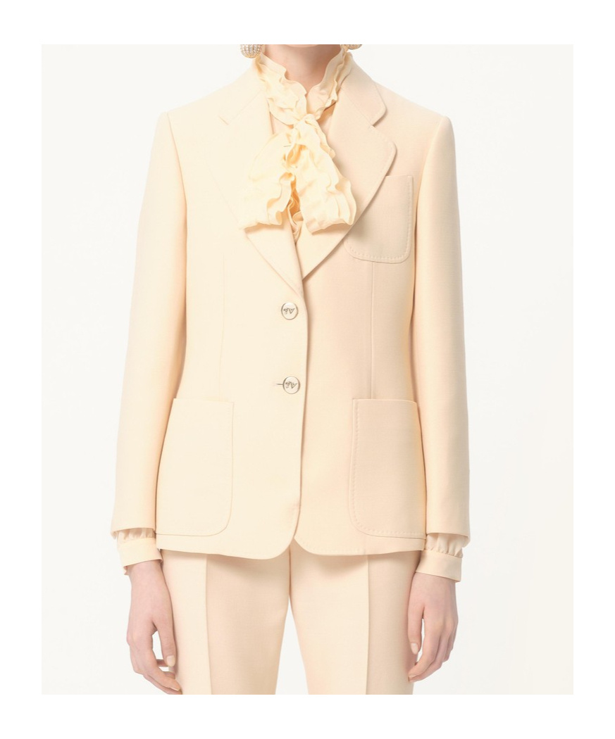 Valentino Single-breasted Long-sleeved Blazer In Nude