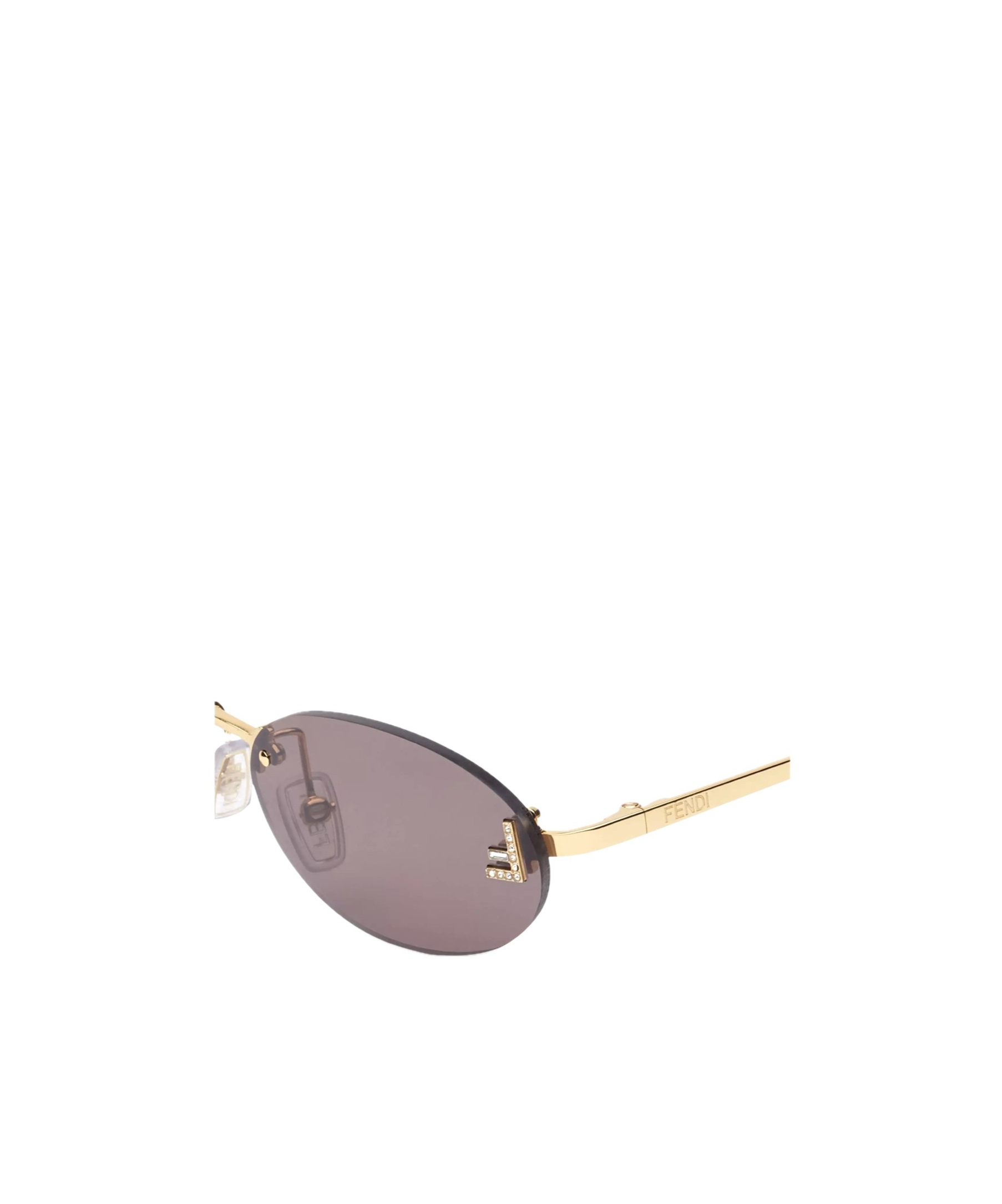 Fendi First Crystal Oval Sunglasses In Gray