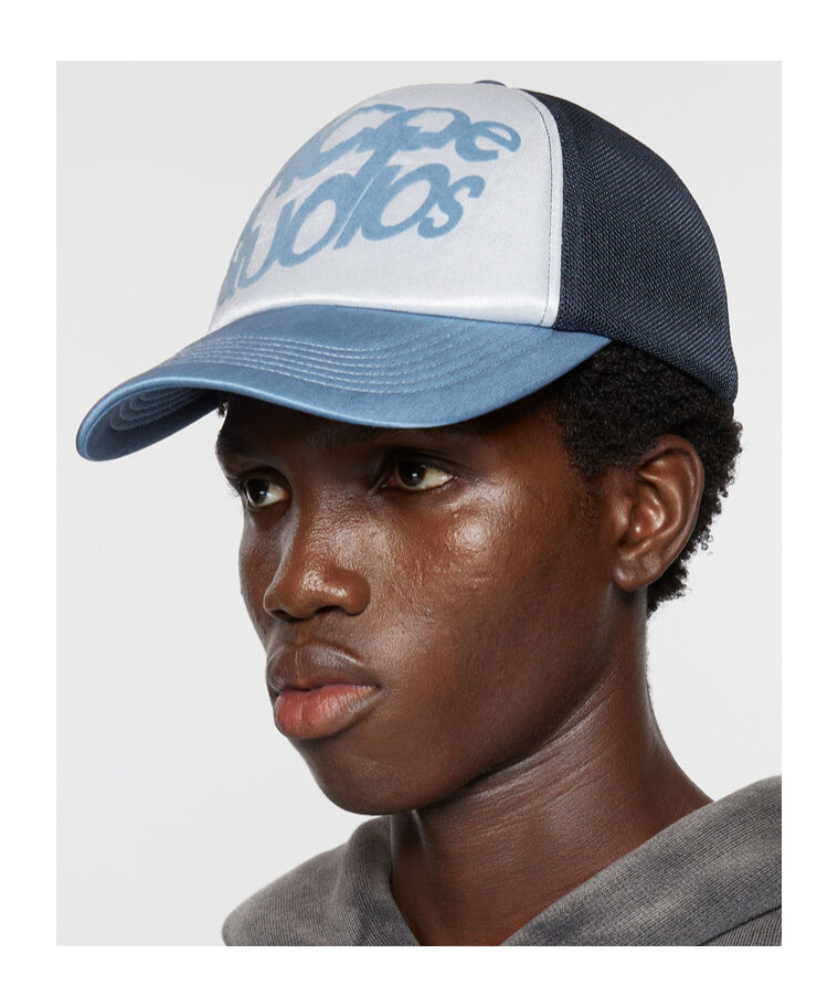 Acne Studios Flocked-logo Mesh Hat In Blue
