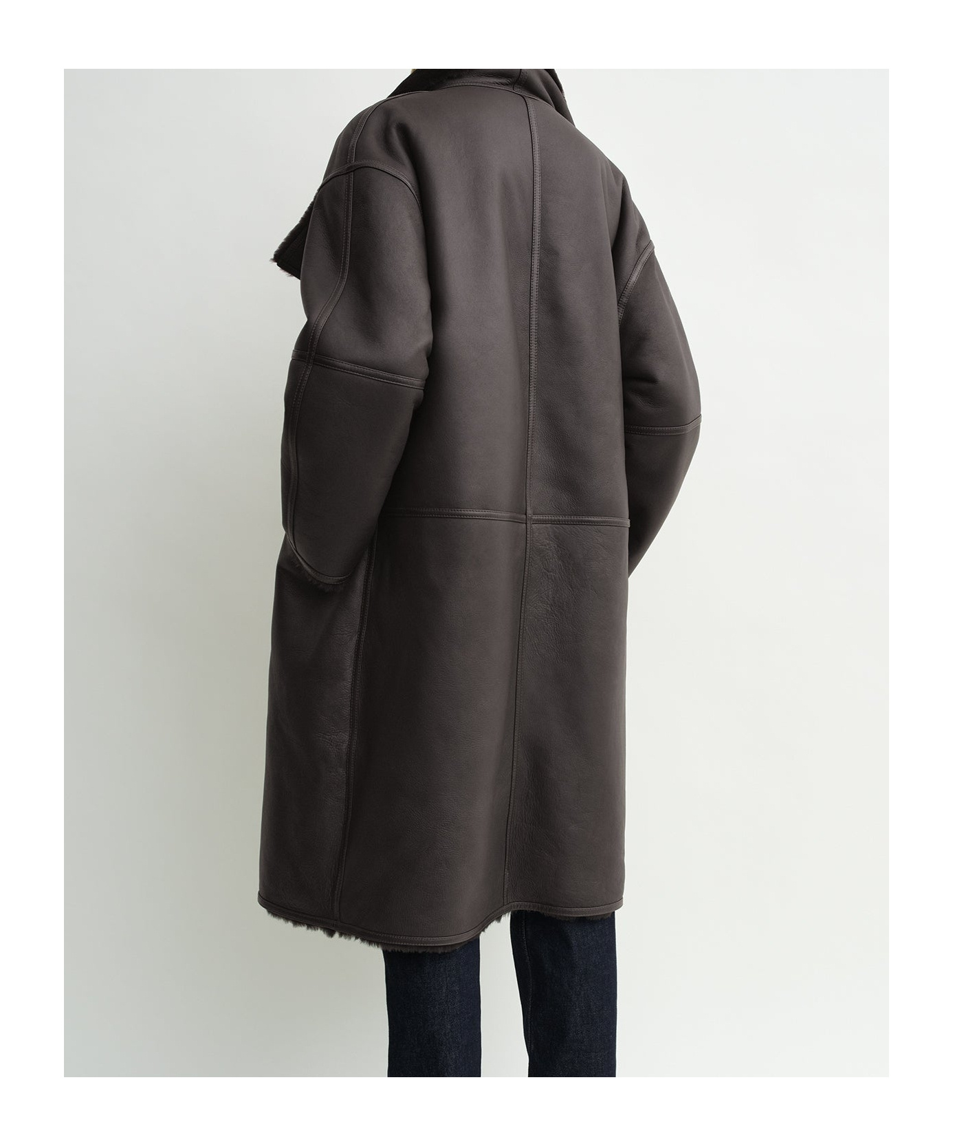 Totême Paneled Shearling Coat In Brown