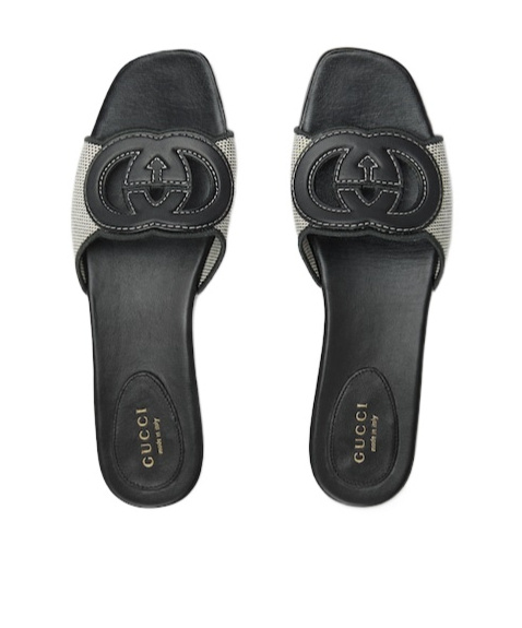 Gucci Slide Sandal With Interlocking G Detail In Black