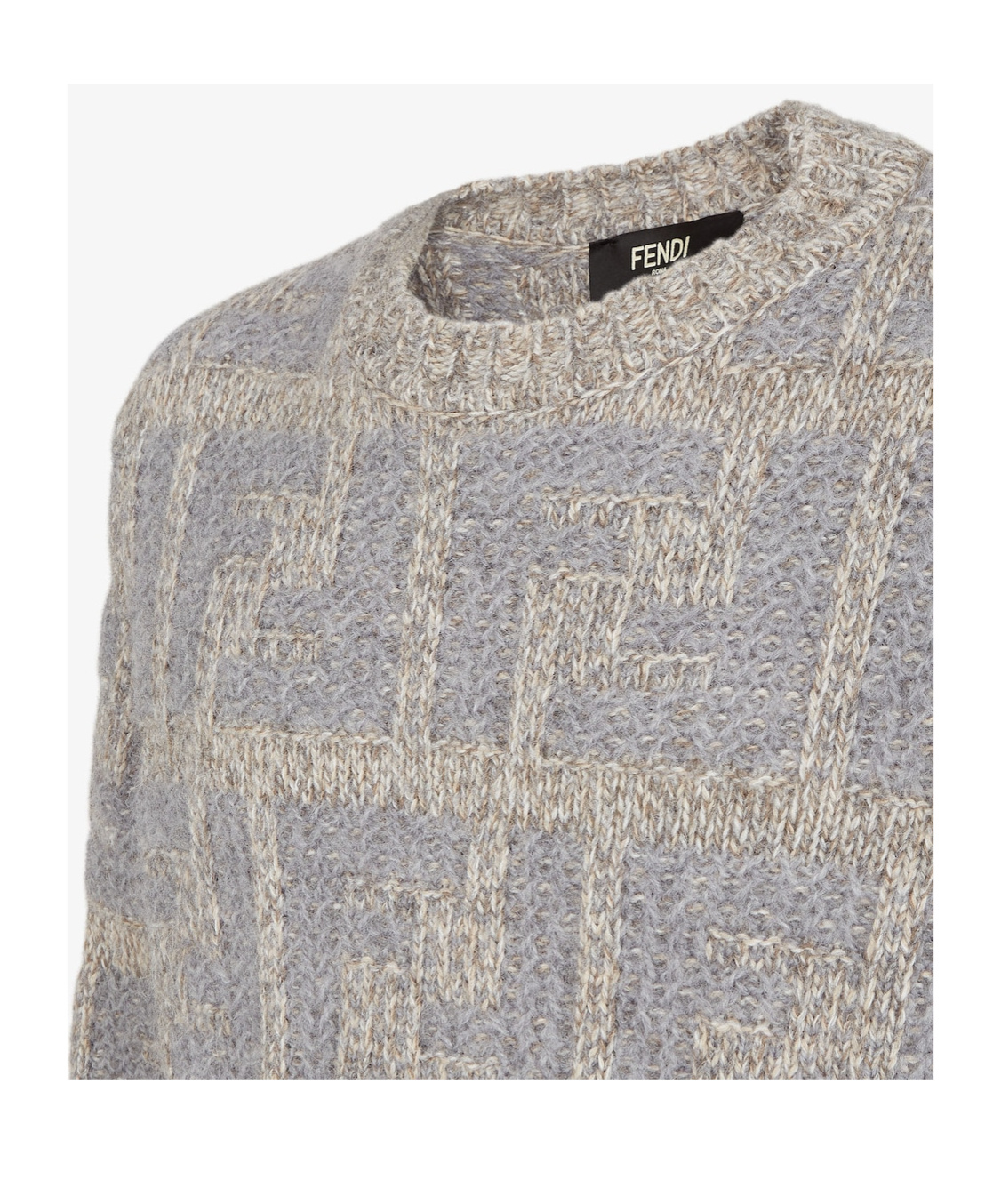 Fendi Monogrammed Crewneck Knit Sweater In Gray