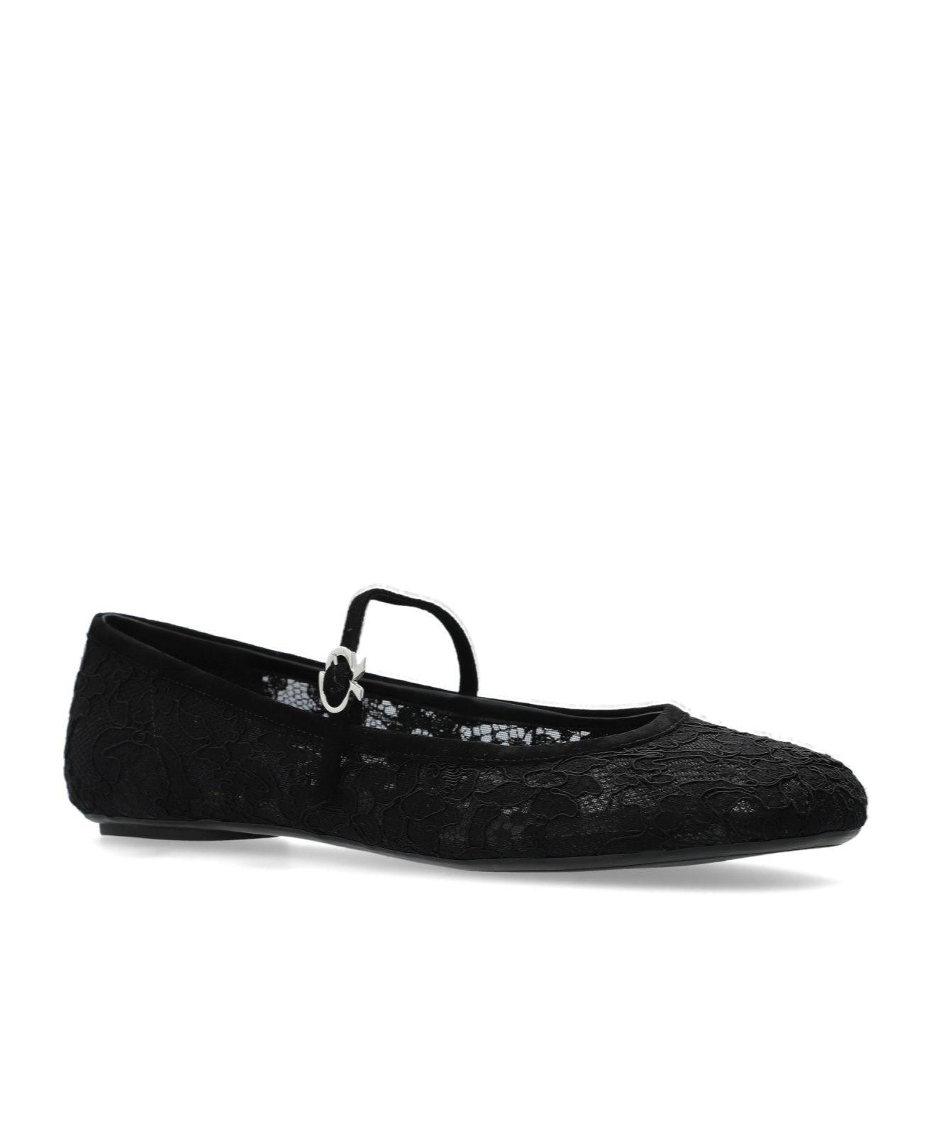 Gianvito Rossi Claudia Suede-trimmed Lace Mary Jane Flats In Black