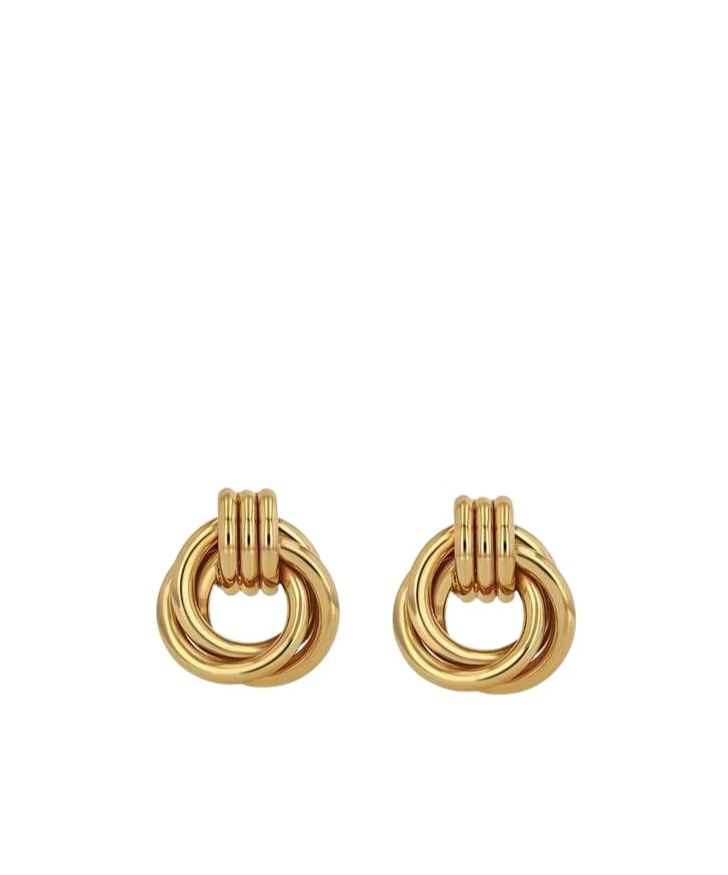 Shop Anine Bing Triple Knot Gold-tone Earrings In Yellow