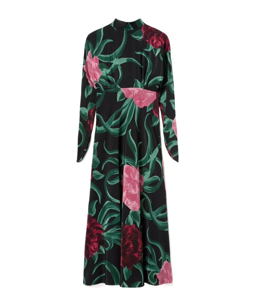 La Doublej Gilda Floral Maxi Dress In Black