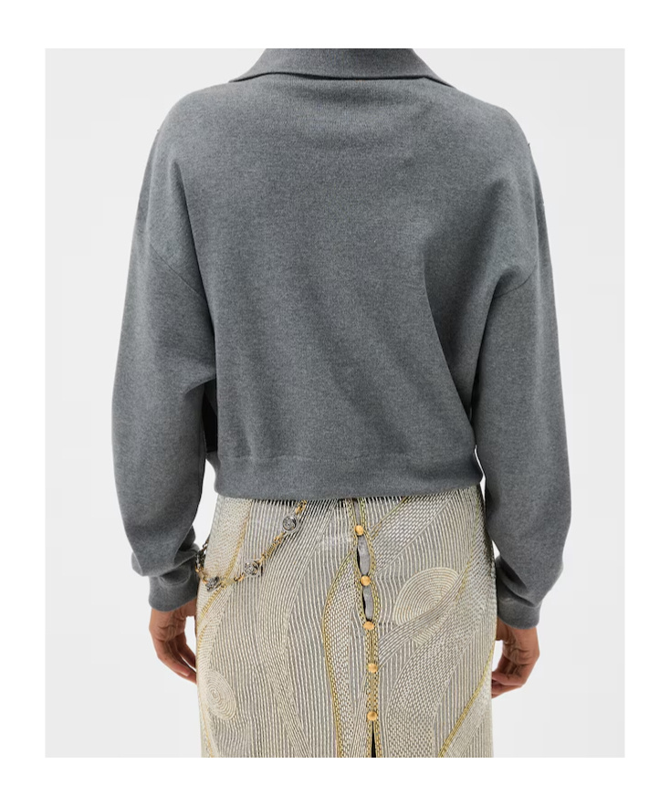 Versace Suede Patchwork Zip Jacket In Gray