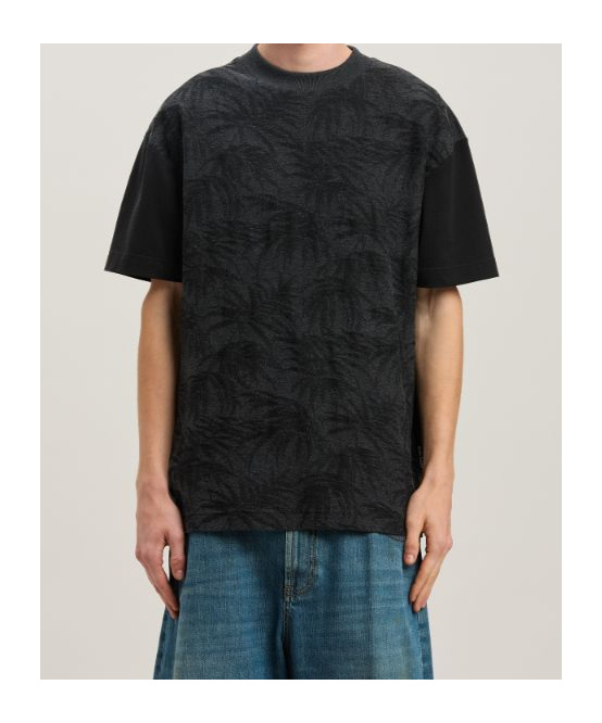 Palm Angels Palms Curved Black Cotton Blend T-shirt In Black