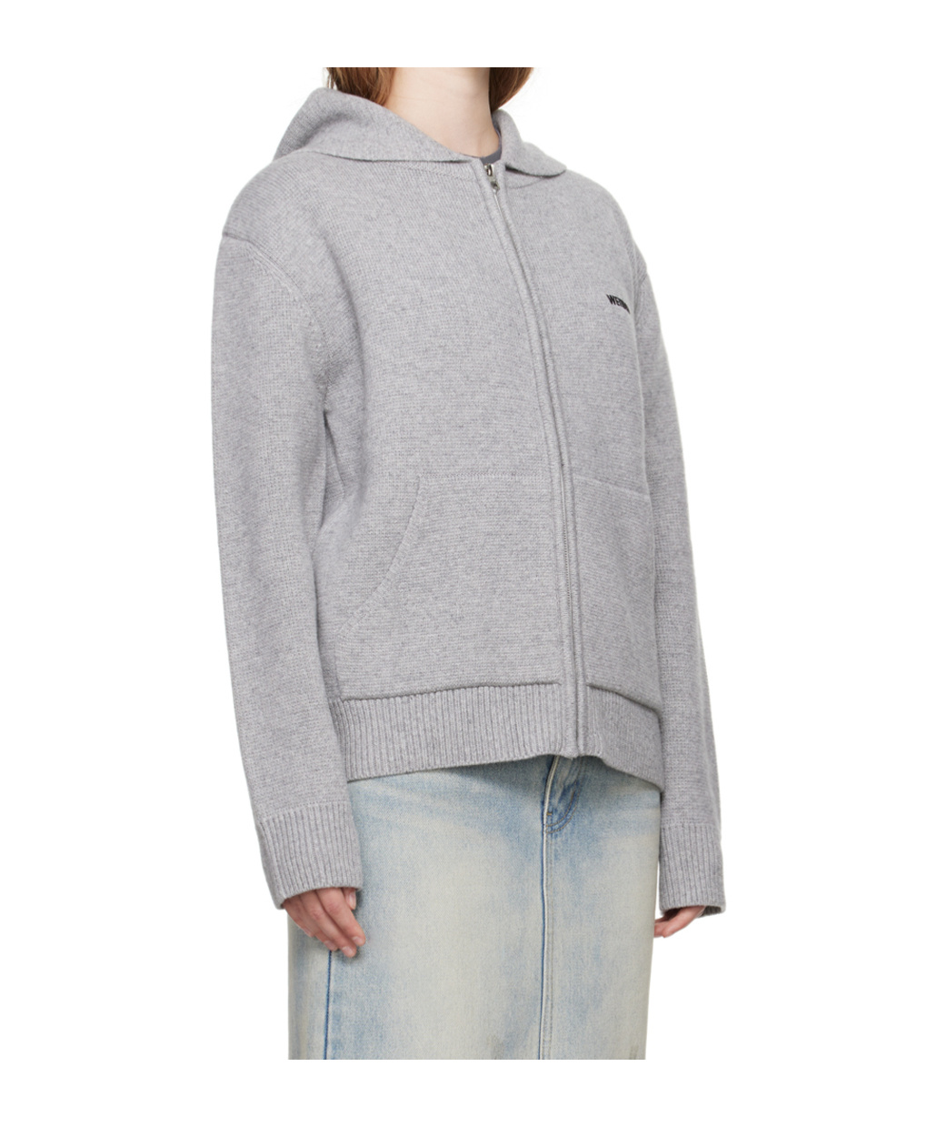 We11 Done Embroidery Logo Hooded Hooded Hoodie In Gray